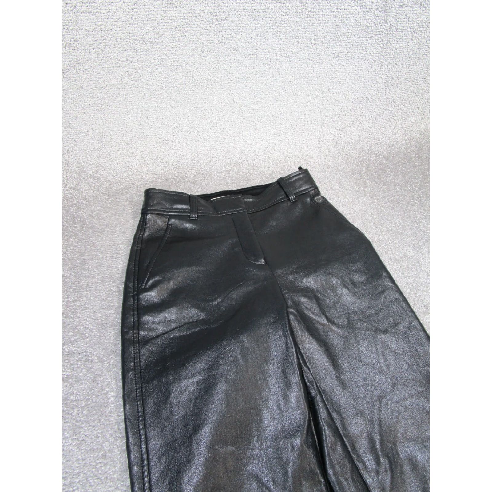 Vintage Babaton Pants Womens 0 Black Faux Leather Trousers Size 25" / US 0 / IT 36 - 4 Thumbnail