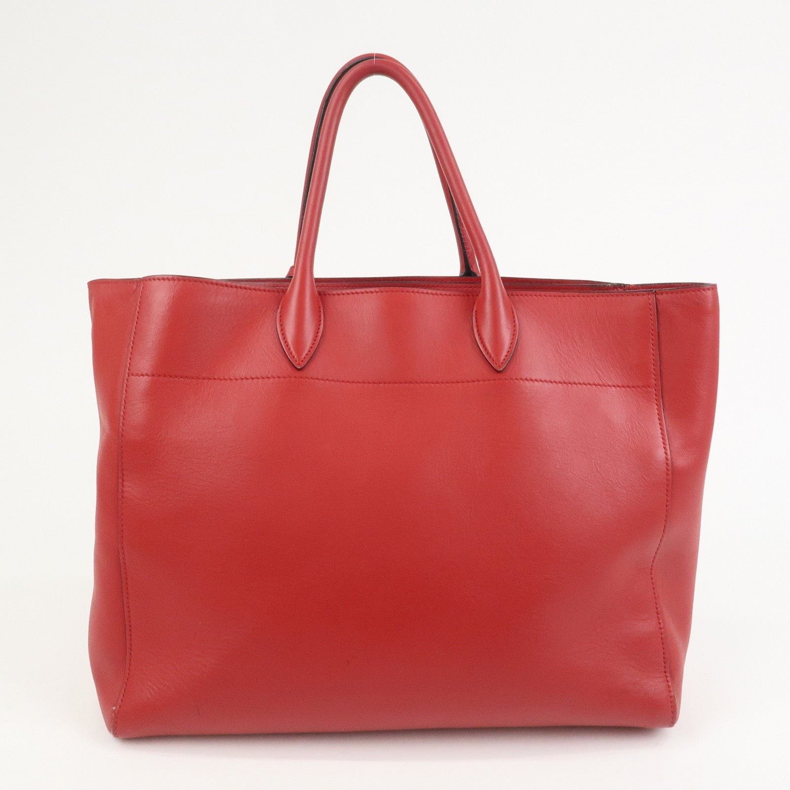 Prada Prada Logo Calfskin Tote Red Size ONE SIZE - 2 Thumbnail