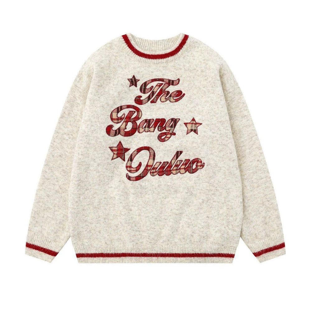 Vintage Men's loose casual letter embroidered round neck sweater y2k Size US M / EU 48-50 / 2 - 1 Thumbnail