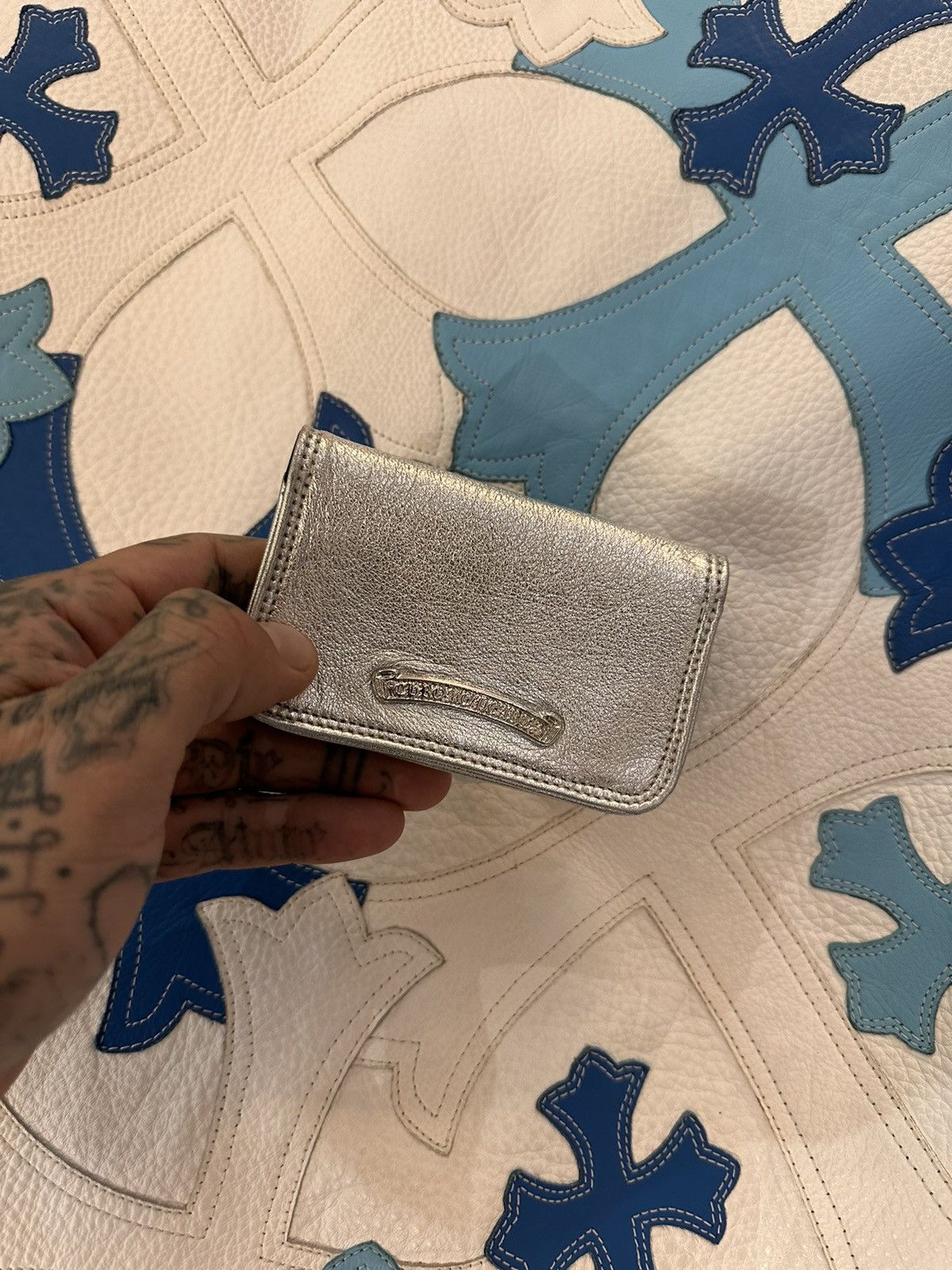 Chrome Hearts CHROME HEARTS NEW SILVER LEATHER WALLET CARD HOLDER Size ONE SIZE - 2 Thumbnail