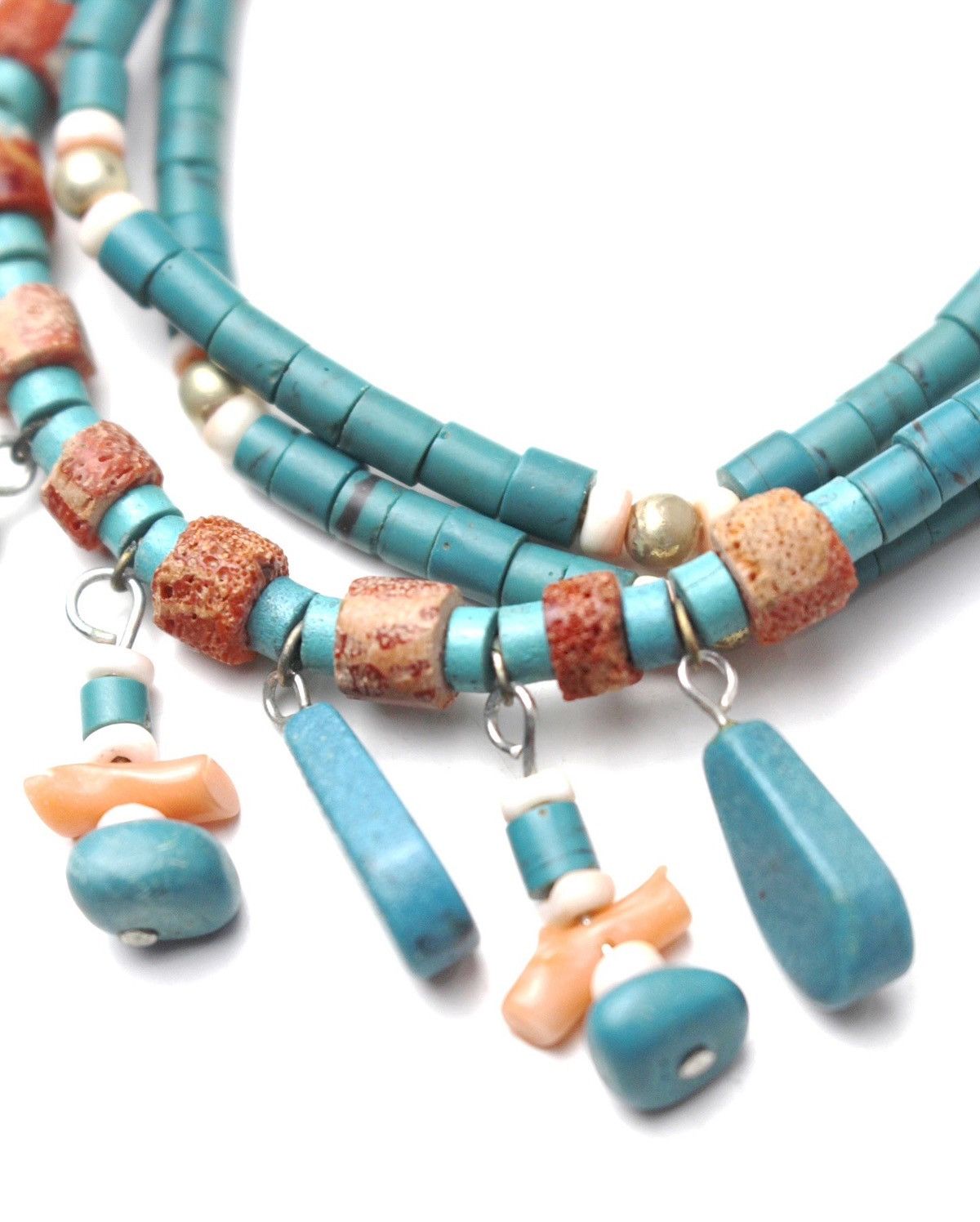 Vintage 2000S JAPANESE MADE TRIBAL TURQUOISE CORAL NECKLACE BRACELET Size ONE SIZE - 5 Thumbnail