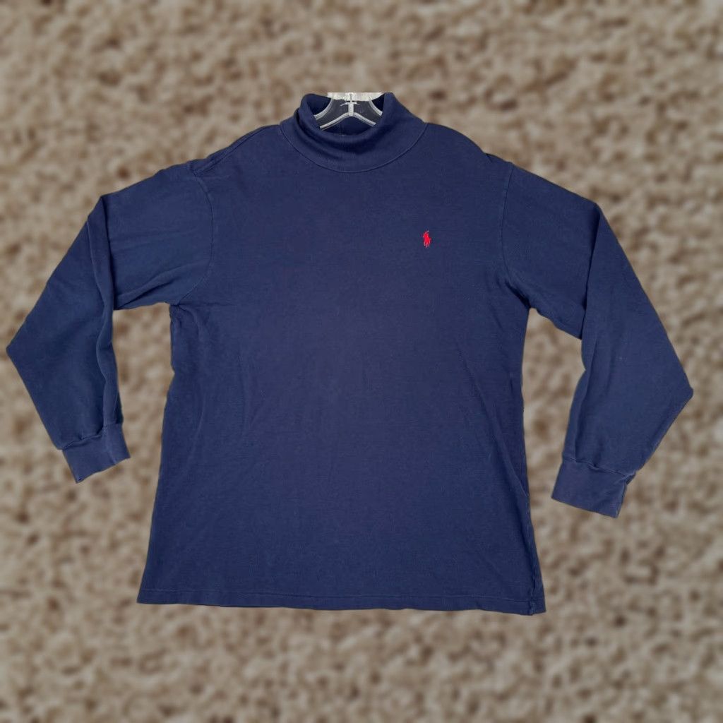 Ralph Lauren VINTAGE Ralph Lauren Polo Shirt Men M Blue Turtle Neck Knit Cotton USA Logo Embroidered Size US M / EU 48-50 / 2 - 1 Thumbnail