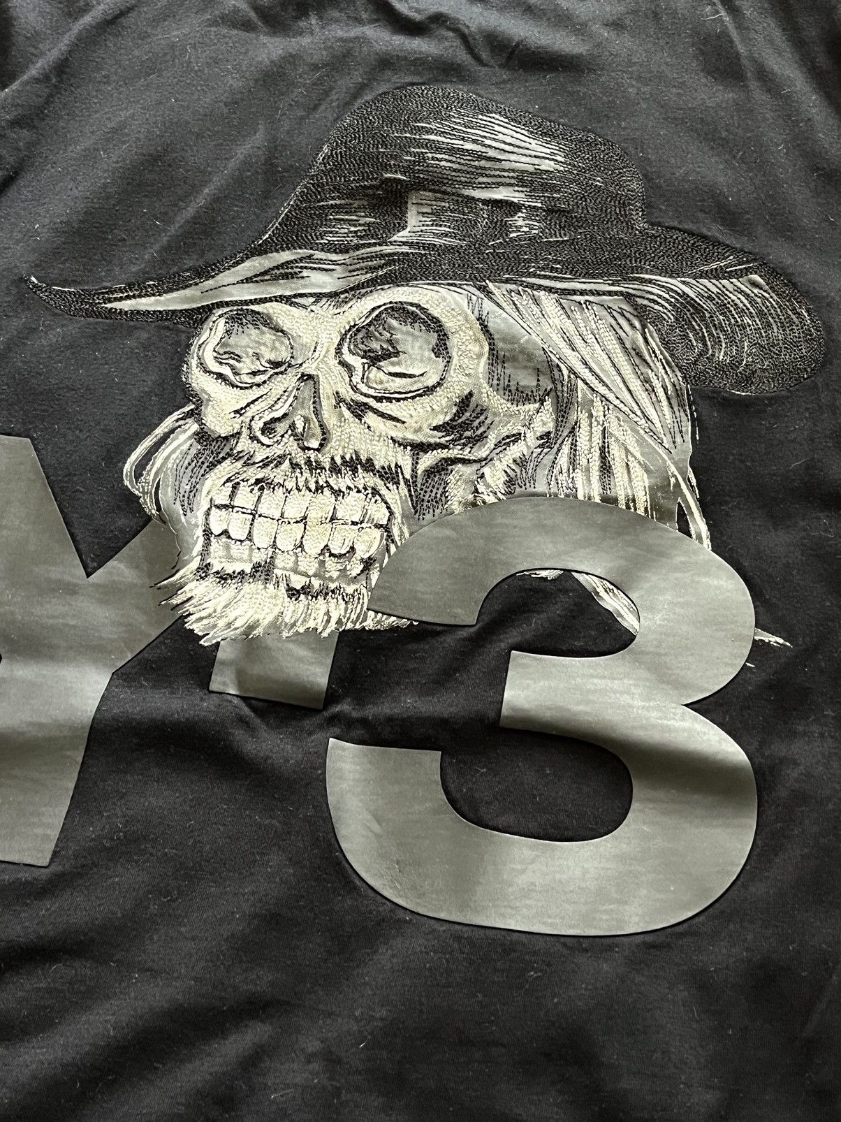 Y-3 × Yohji Yamamoto Embroidered Skull Yohji t-shirt | Grailed