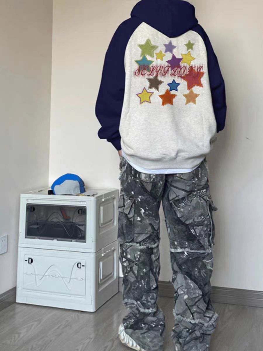 Designer × Japanese Brand Hip Hop Graffiti Pentagram Print Loose Hooded Sweatshirt Size US L / EU 52-54 / 3 - 1 Thumbnail