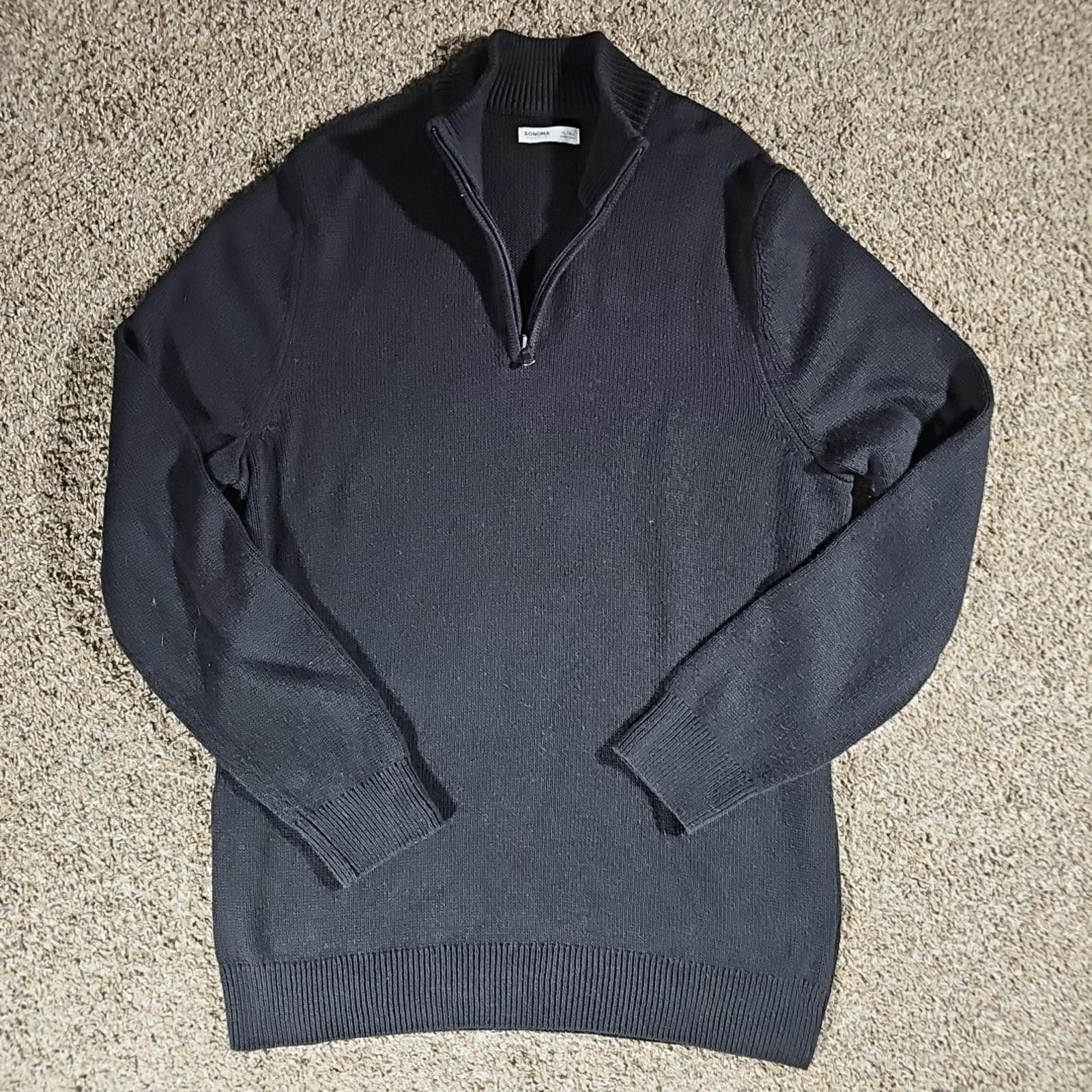Sonoma Sonoma XL TALL 1/4 Zip Tight Cable Knit Sweater Black Size US XL / EU 56 / 4 - 1 Thumbnail