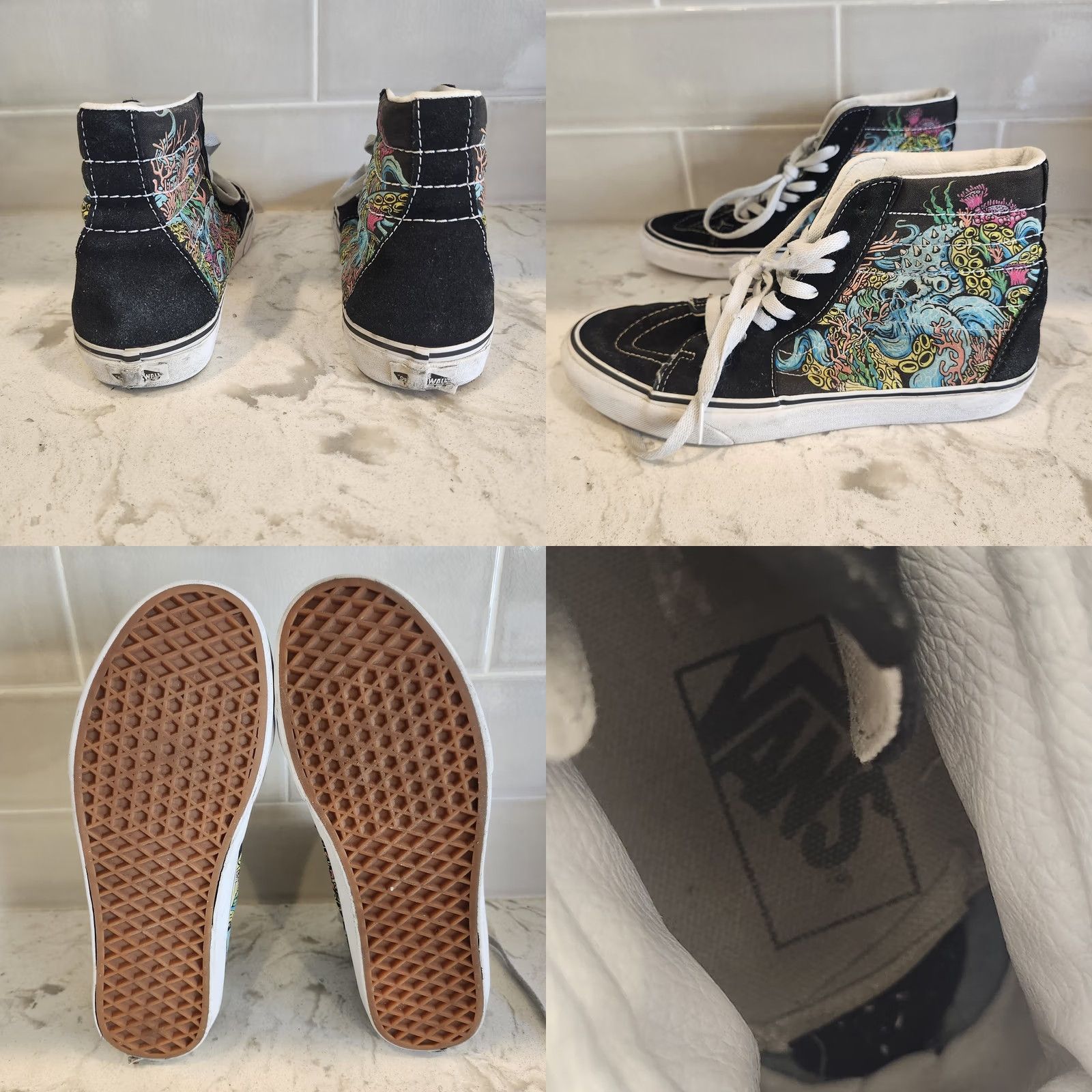 Vans VANS SK8 Hi Reissue Coral Reef Print Black High Top Shoes Mens 8.5 Multicolor Coral Reef Print Classic Casual Sneakers Men 8.5 Size US M / EU 48-50 / 2 - 8 Thumbnail
