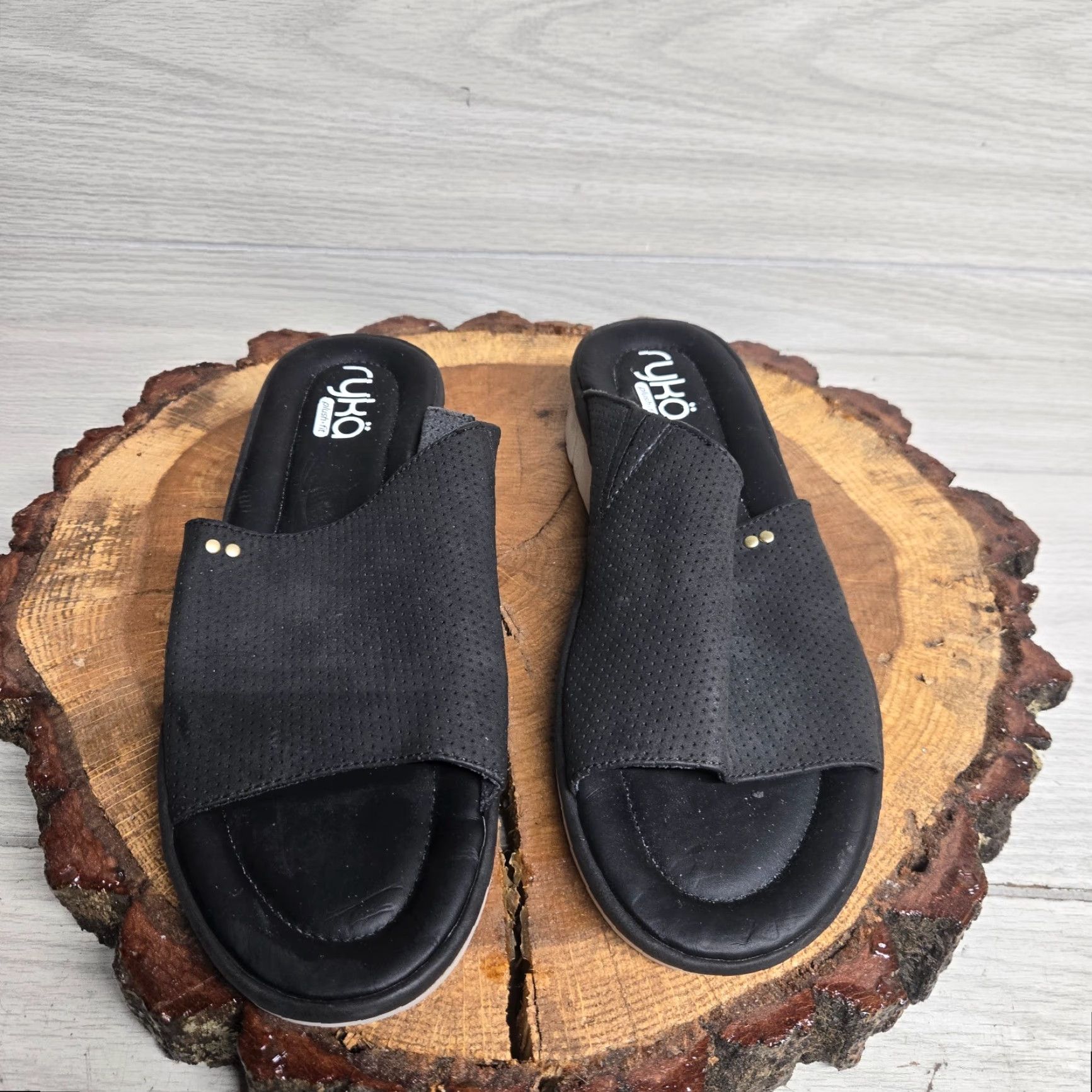 Vintage Ryka Restore Slide Sandals Black Adult Women's 9.5 M Cushioned Comfort Size US 9.5 / IT 39.5 - 3 Thumbnail
