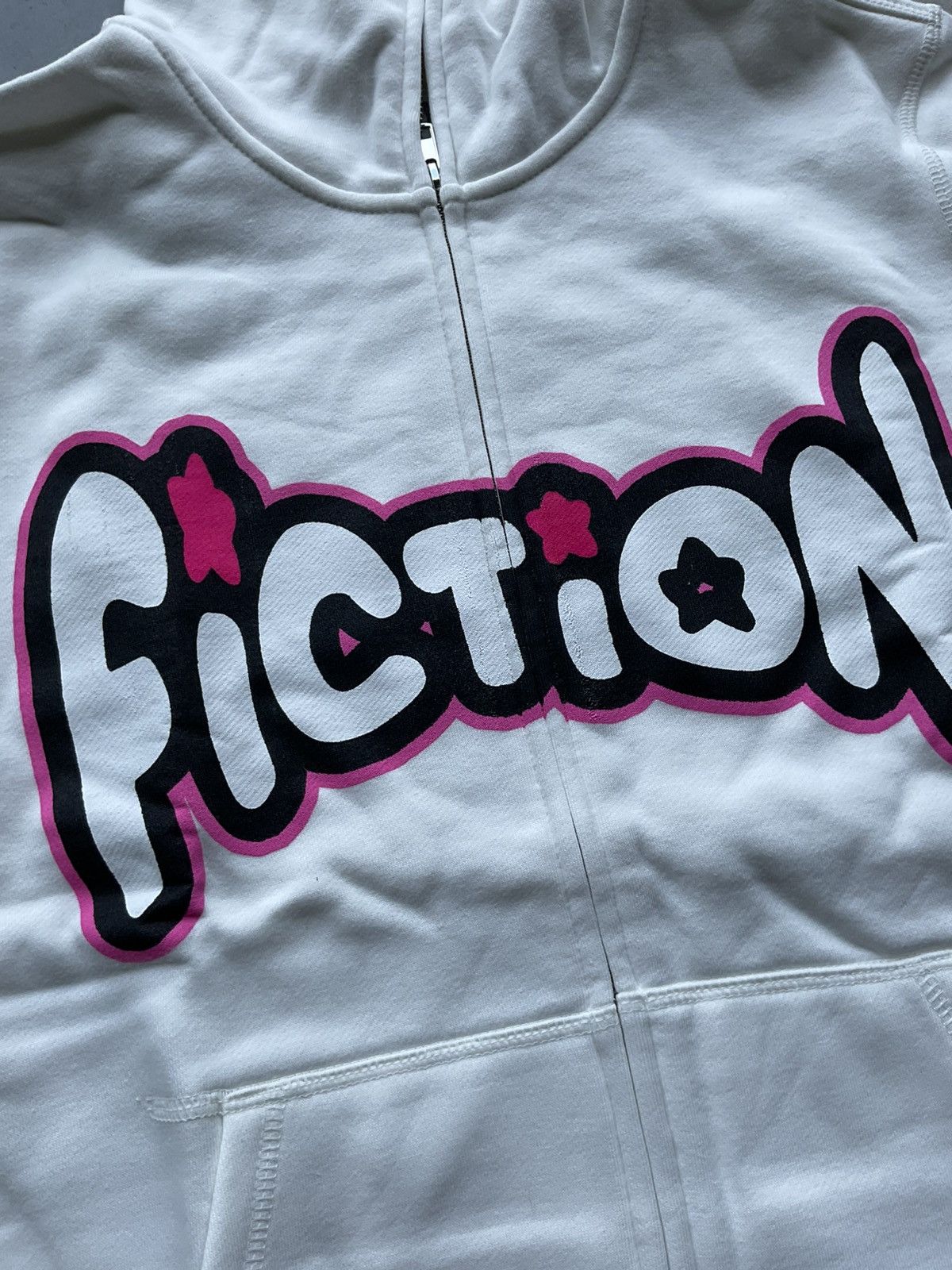 Vintage Fiction Logo Zip Up Hoodie White Size US S / EU 44-46 / 1 - 2 Thumbnail