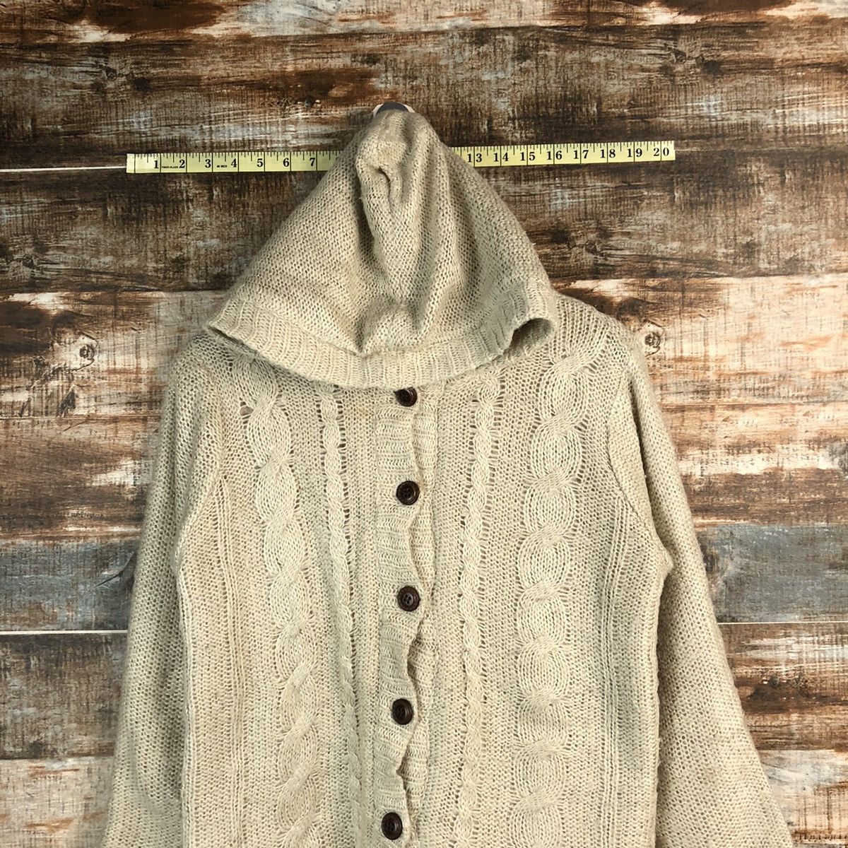 Homespun Knitwear × Japanese Brand Woble Cotton Brown Hoodie cable Knitwear #A2338 Size M / US 6-8 / IT 42-44 - 2 Thumbnail