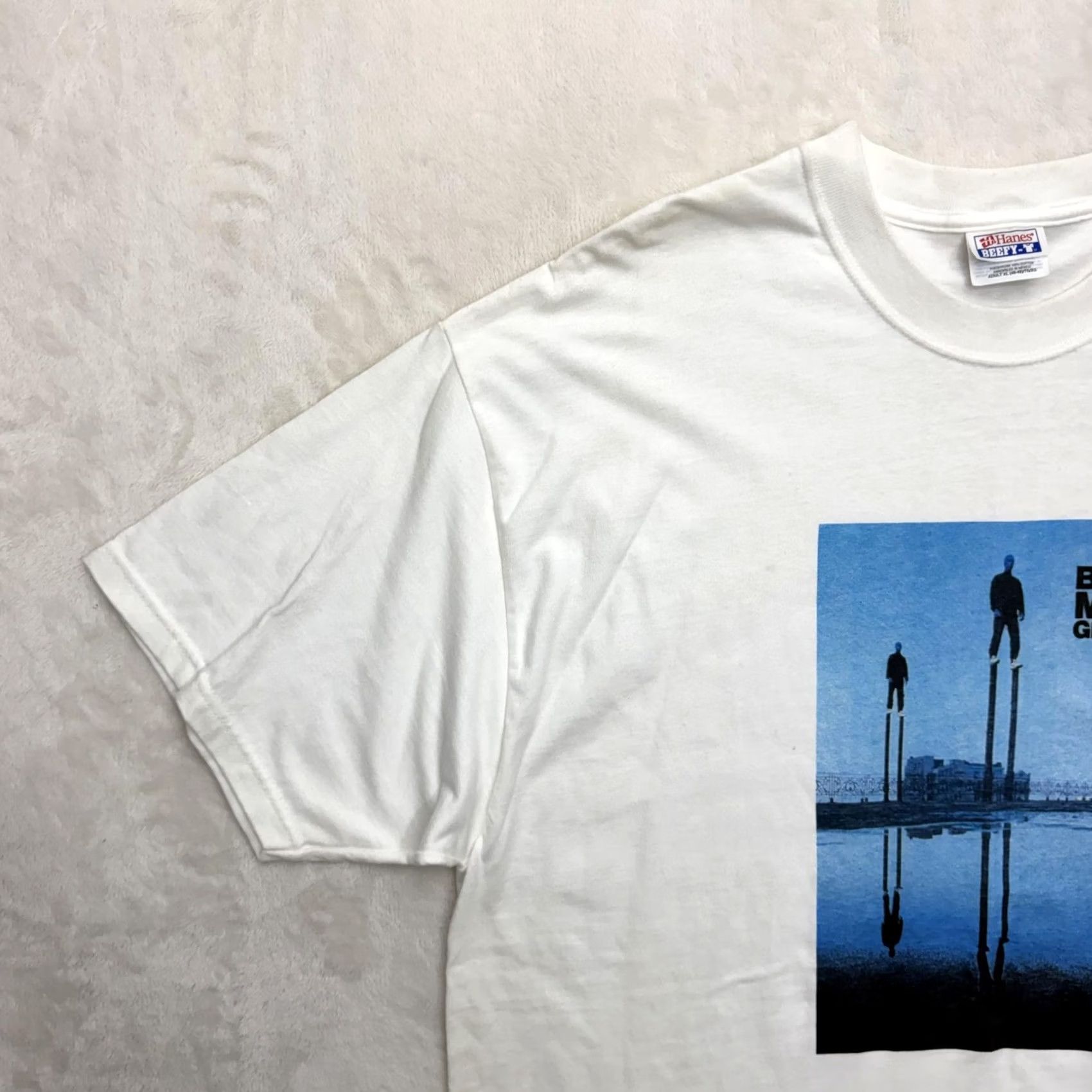 Hanes VINTAGE Blue Man Group Shirt Mens XL White Hanes Beefy-T Graphic Stilts Artwork Size US XL / EU 56 / 4 - 7 Thumbnail