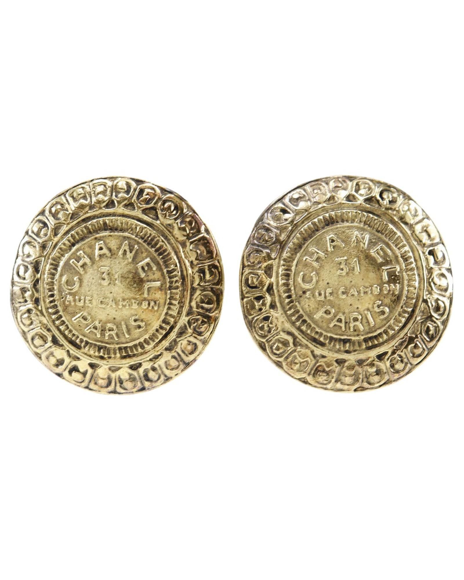 image of Chanel Sophisticated Gold-Plated Metal Earrings From Vintage Line, Women's
