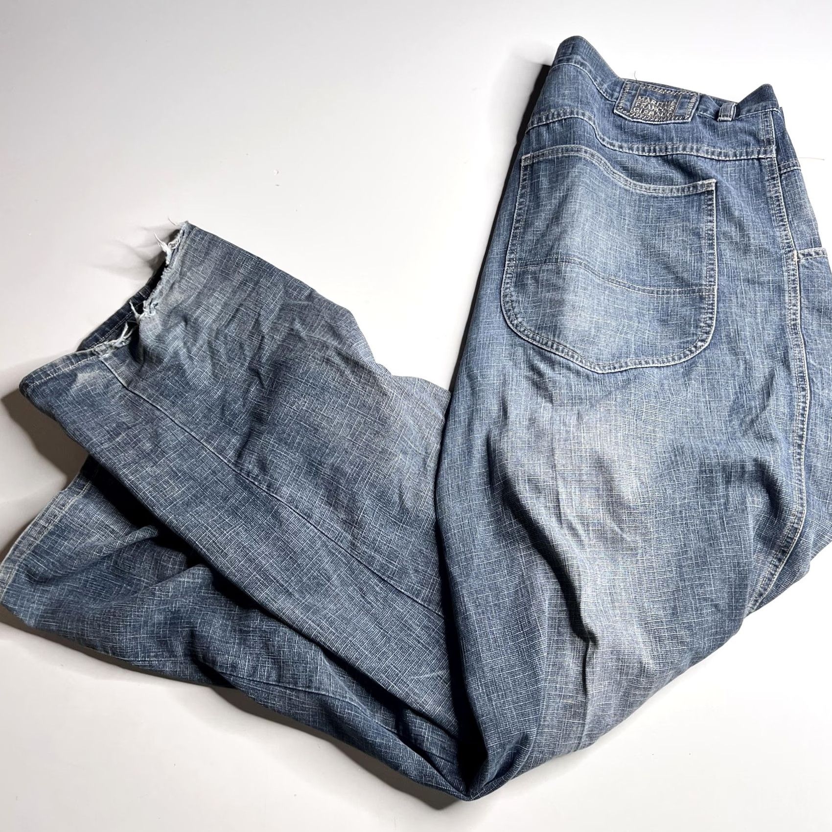Vintage Marithe Francois Girbaud Jeans Mens 43x31 Blue Relaxed Straight Distressed Denim Distressed Jeans Crosshatch Denim, Mens, 42, Regular, Blue, Jeans Size US 42 / EU 58 - 2 Thumbnail