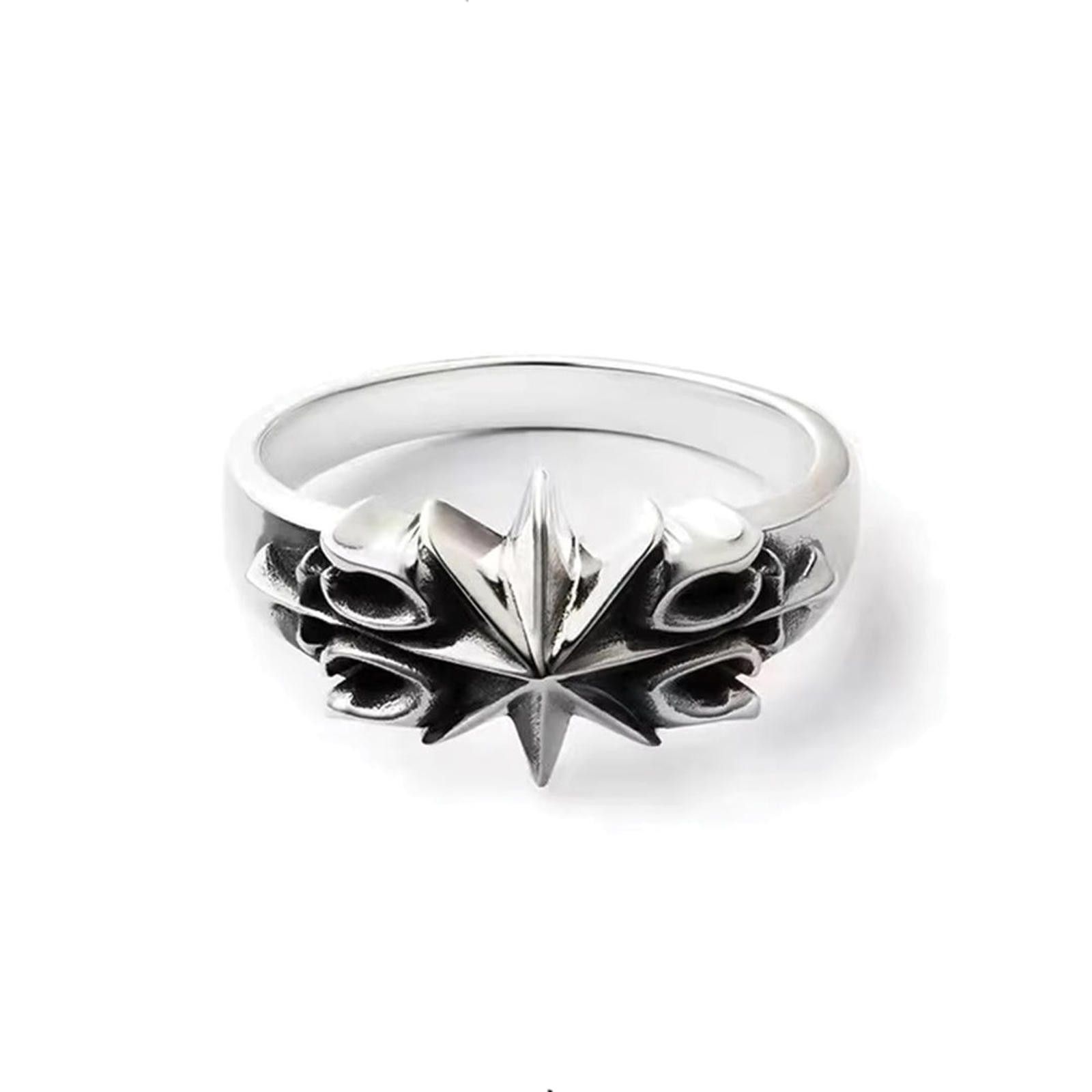 Jewelry Silver Gothic Star Signet Ring, Men's Statement Ring Size ONE SIZE - 2 Thumbnail