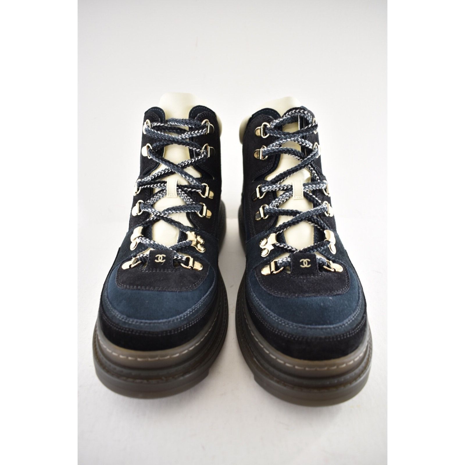 Chanel Chanel 23C Blue Black CC Combat Lace Up Tie Ankle Short Size US 12 / IT 42 - 6 Thumbnail