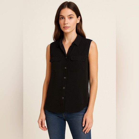 Joie Joie Sleeveless Black Button-Down Blouse XS Size XS / US 0-2 / IT 36-38 - 1 Thumbnail