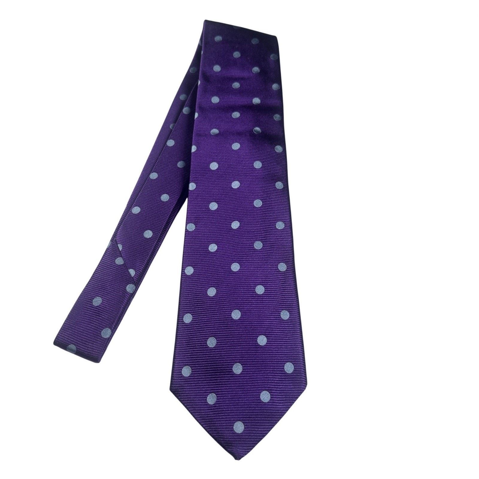 Paul Fredrick Paul Fredrick Mens Silk Polka Dot Tie Purple Formal Necktie Size ONE SIZE - 1 Thumbnail