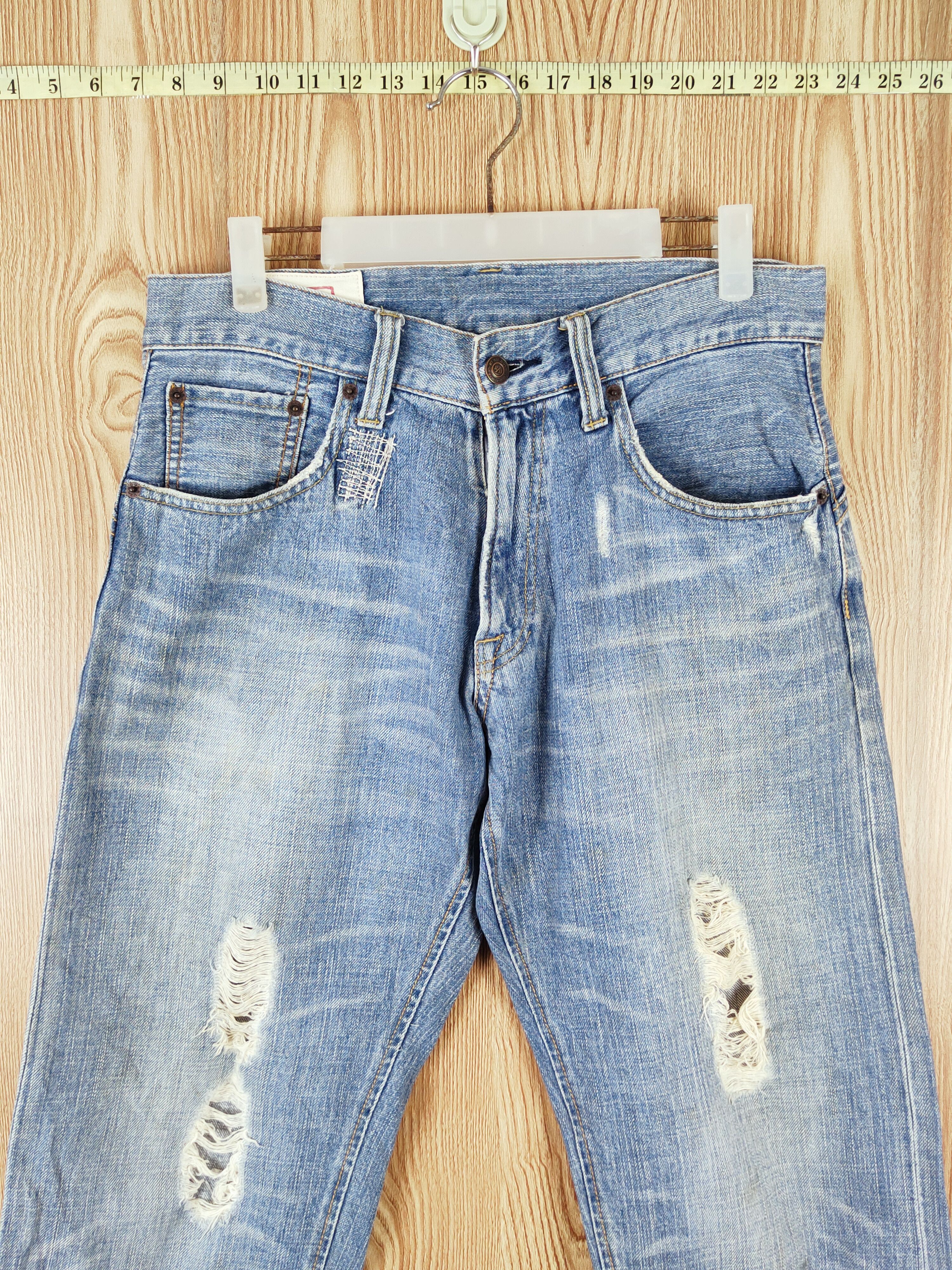 Japanese Brand × Vintage Rush Hour Blue Distressed Ripped Short Jeans Size US 33 - 2 Thumbnail