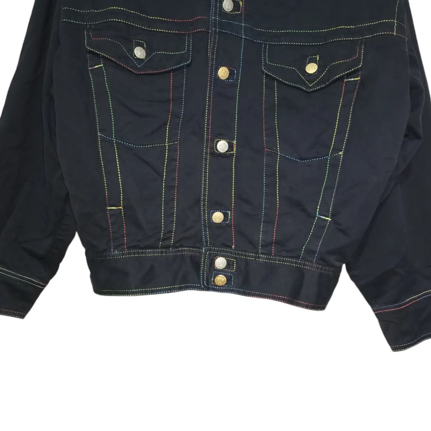 Versace × Versace Jeans Couture × Vintage Versace rainbow contrast stitching denim jacket y2k vintage Size US XS / EU 42 / 0 - 6 Thumbnail