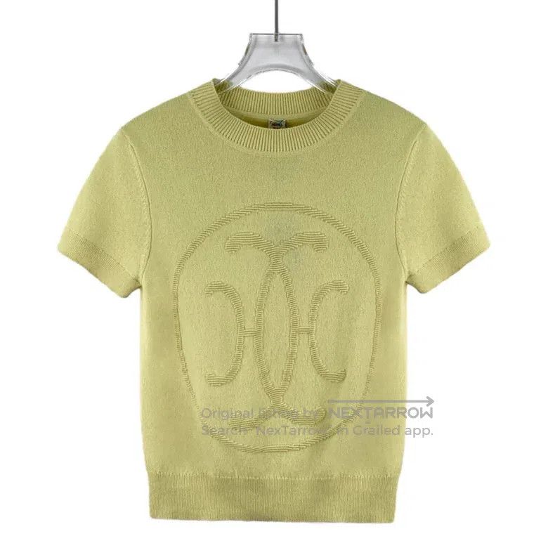 Hermes Hermes Yellow Jacquard Cashmere Crew Neck Short Sleeve T-S Size XS / US 0-2 / IT 36-38 - 1 Thumbnail