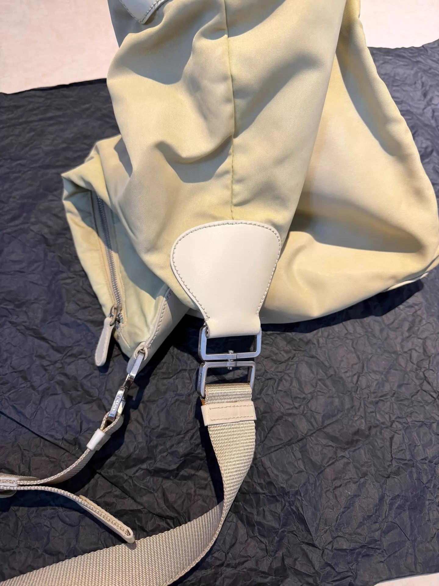 Prada Prada Tactical Nylon Beige Rivet Logo Shoulder Bag Unisex Size ONE SIZE - 7 Thumbnail