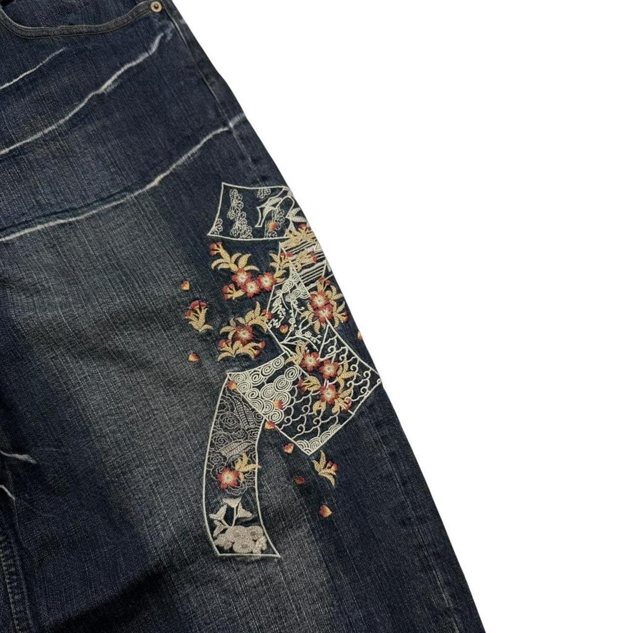 Karakuri Tamashii Karakuri Tamashii Embroidered Floral Japanese Jeans Waist 43 Size US 43 - 3 Thumbnail