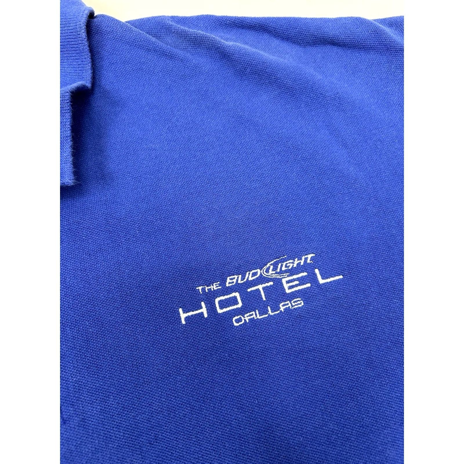 Hanes VINTAGE The Bud Light Hotel Dallas Polo Shirt Embroidered Blue Golf Size 2XL Mens Size US XXL / EU 58 / 5 - 3 Thumbnail