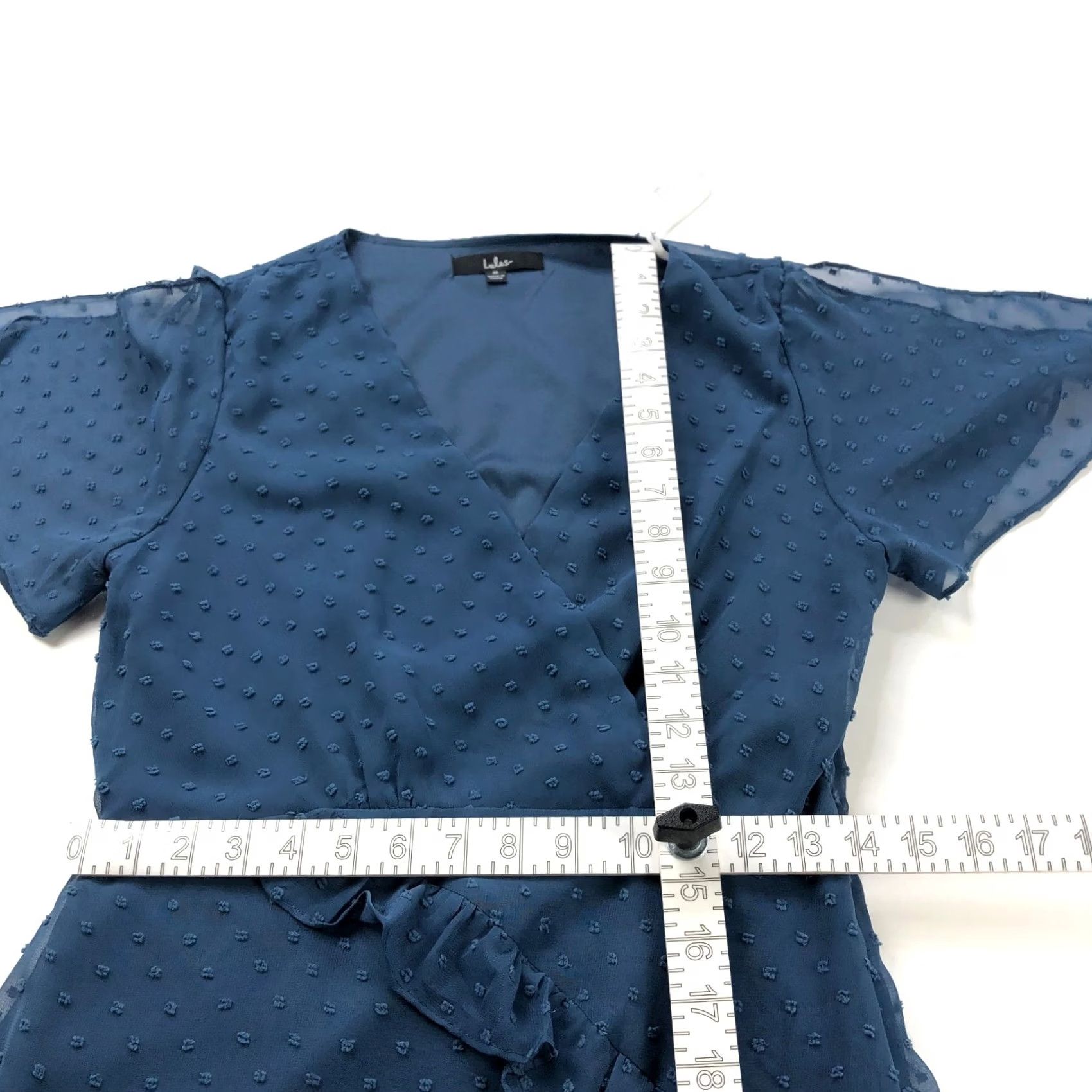Lulus Lulus Midi Dress Blue Polka Dot A-Line Sleeveless V-Neck Tiered Layered V-Neck Womens XS? No, keep M. Size M / US 6-8 / IT 42-44 - 6 Thumbnail