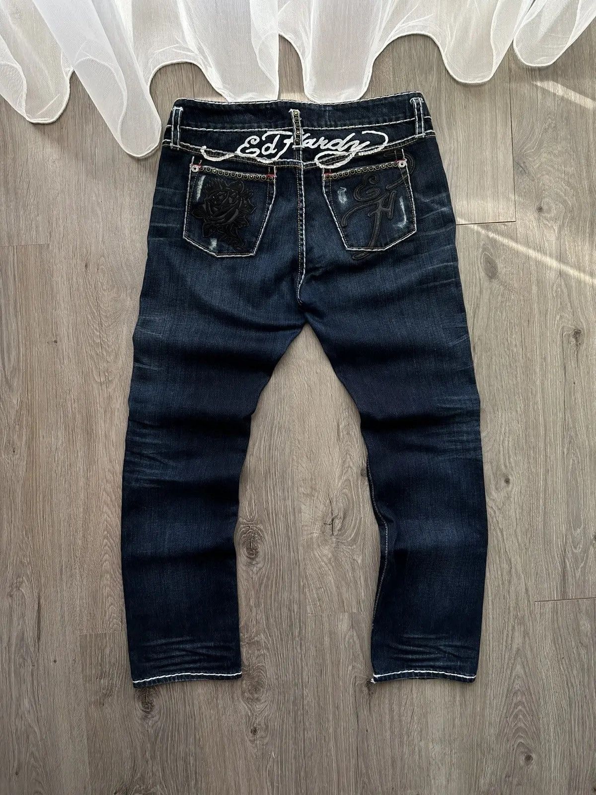Christian Audigier × Ed Hardy × Vintage Vintage Ed Hardy Christian Audigier Denim Pants Size US 29 - 3 Thumbnail