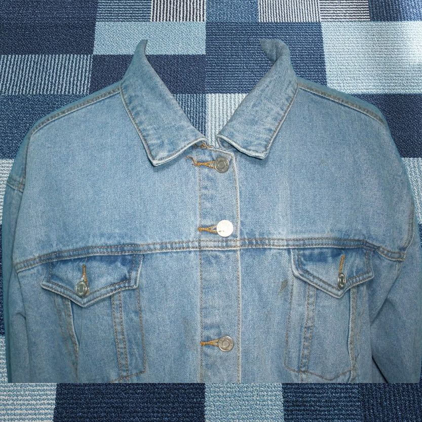 Missguided Miss Guided Denim Jacket Women's 12 Vintage Button Up VTG Denim Jacket Black Blue Size 34" / US 12 / IT 48 - 1 Thumbnail