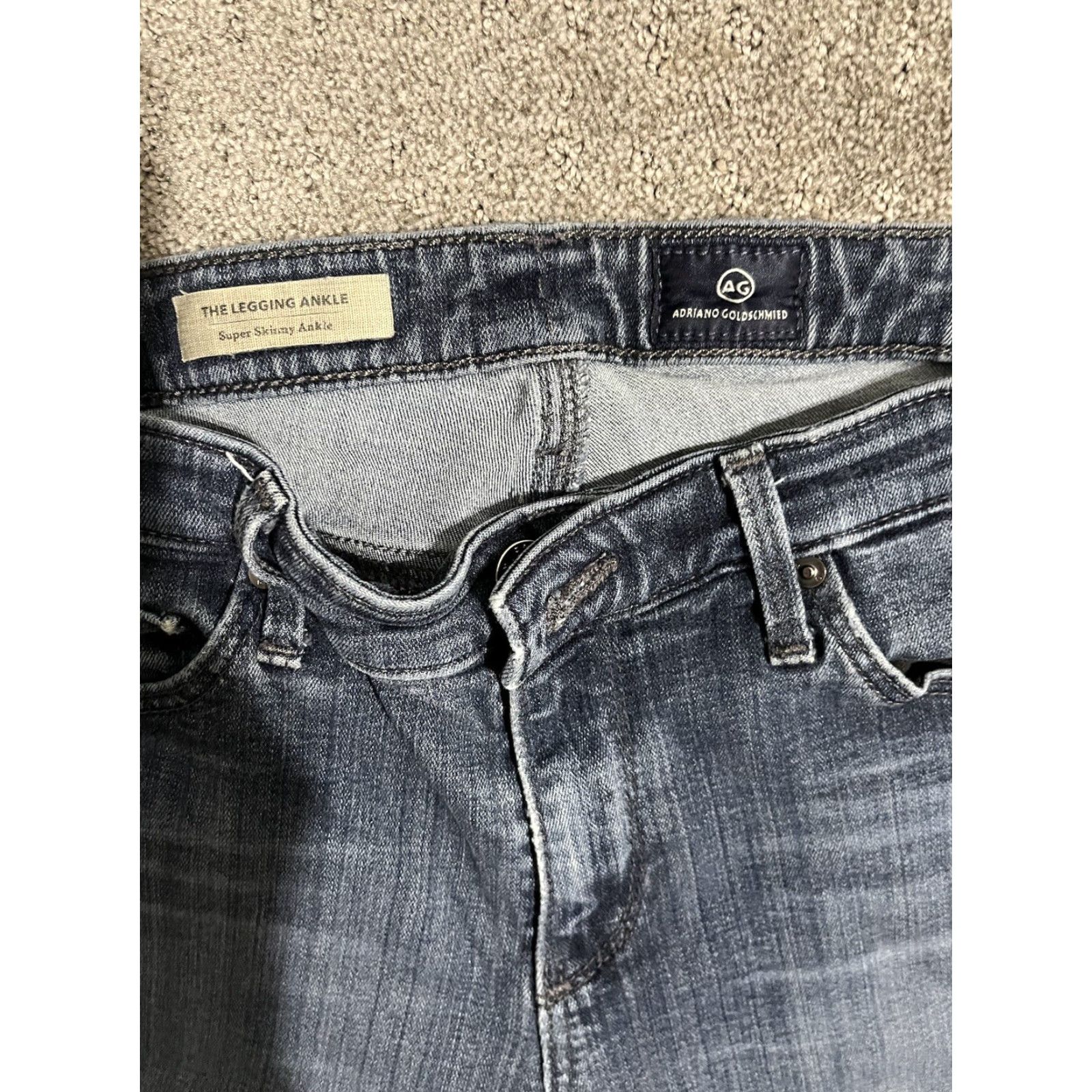 Vintage AG Adriano Goldschmied Jeans Womens 27R The Legging Super Skinny Blue Denim 27 Inseam 28 Logo Stretch Size 27" / US 4 / IT 40 - 6 Thumbnail