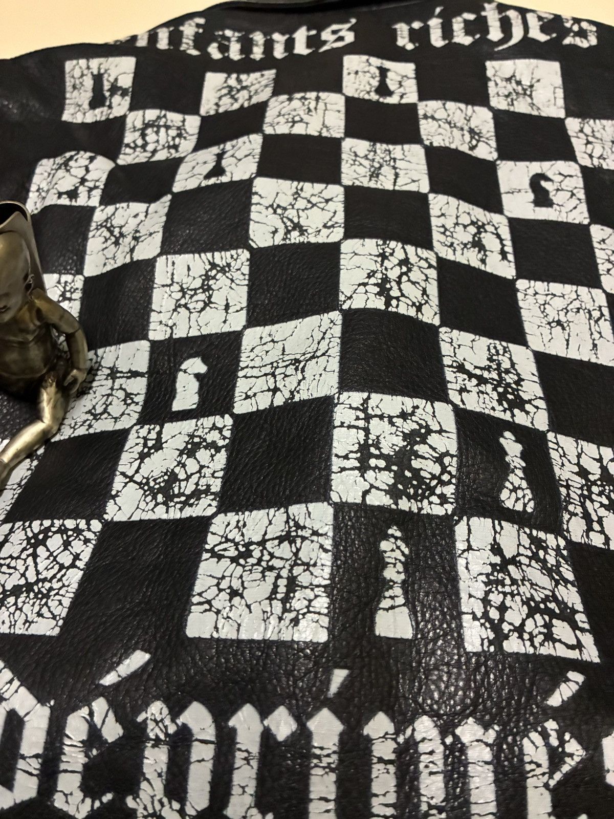 Chess Board Leather Double Rider Jacket