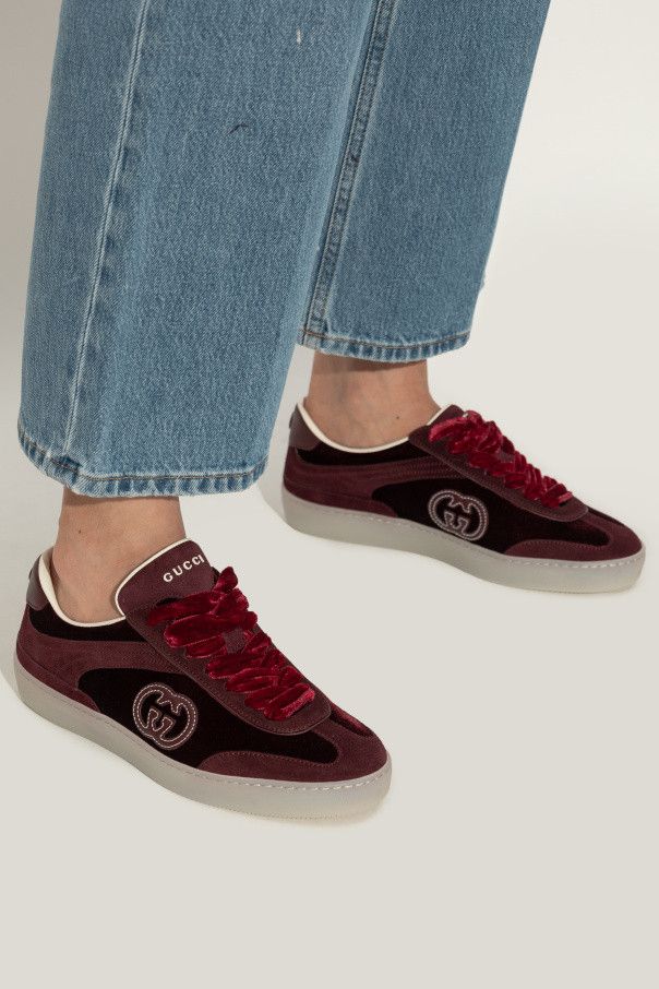 Gucci oc11z0226 Women's G75 Sneakers in Burgundy Size US 10 / IT 40 - 2 Thumbnail