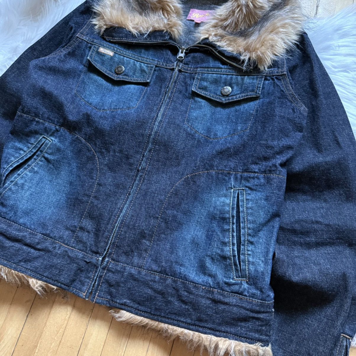 If Six Was Nine 📌 Vintage Hooch If Six Was Nine Style Denim Fur Jacket Size US M / EU 48-50 / 2 - 8 Thumbnail