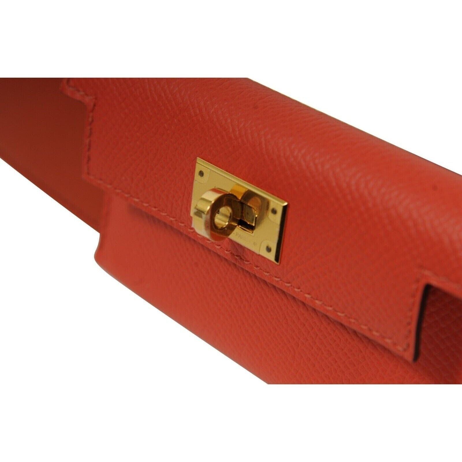 Hermes Kelly Pocket Bag Strap Swift Epsom Terre Battue Capucine Red Size ONE SIZE - 13 Thumbnail