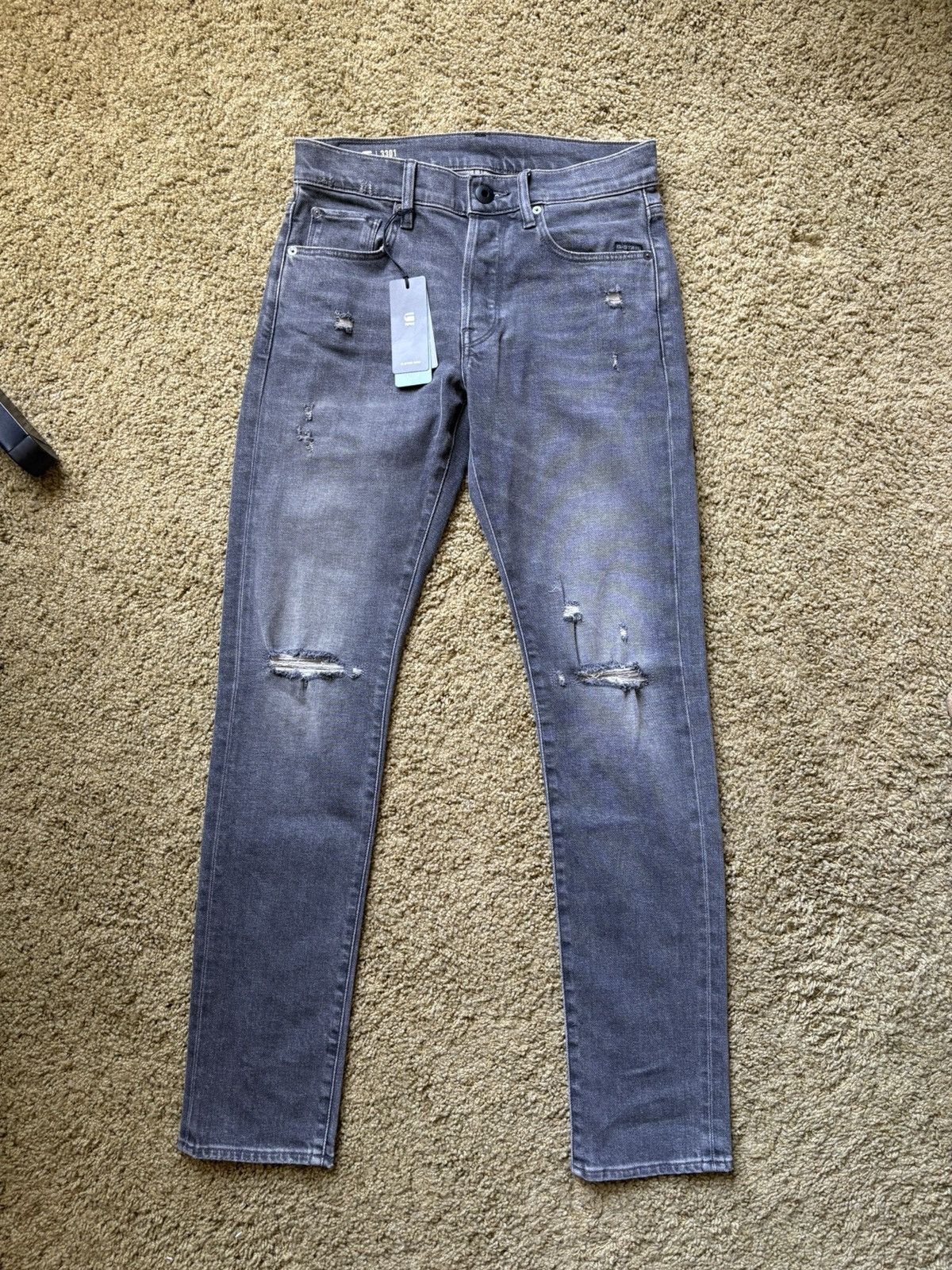 G-Star New G-Star Raw 3301 Slim Stretch Distressed 29x32 Size US 29 - 1 Thumbnail