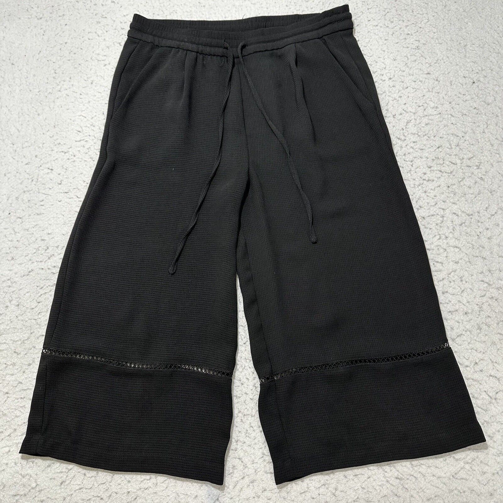 Zara Zara Small Wide Leg Capri Sweatpants Black Lightweight Pants Size 28" / US 6 / IT 42 - 1 Thumbnail