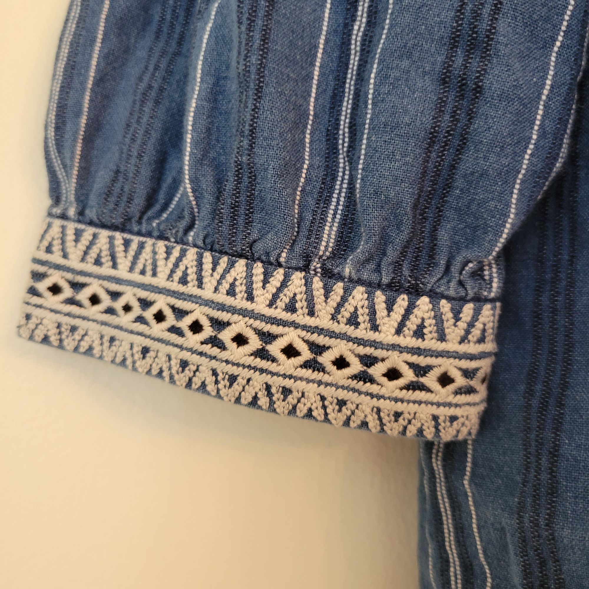 Massimo Dutti Massimo Dutti Boho Striped Tunic Top S Blue White Embroidere Size S / US 4 / IT 40 - 7 Thumbnail