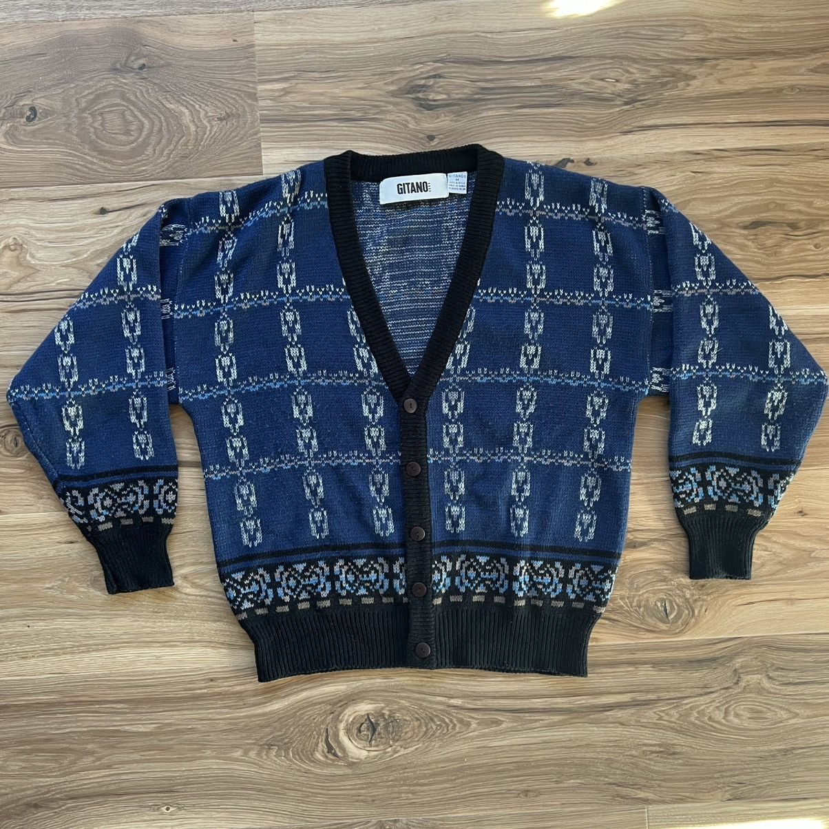 Other Vintage Gitano Mens Medium Blue Cardigan Sweater Size US M / EU 48-50 / 2 - 1 Thumbnail