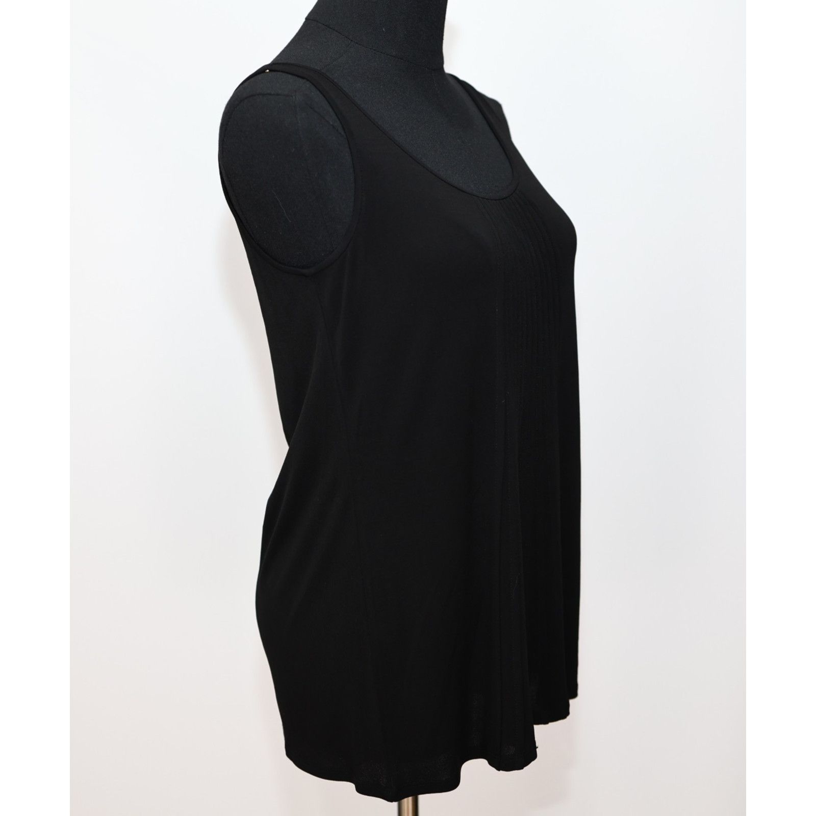 Eileen Fisher EILEEN FISHER Silk Crepe Pleated Black Tank Top Size PP Size XS / US 0-2 / IT 36-38 - 3 Thumbnail