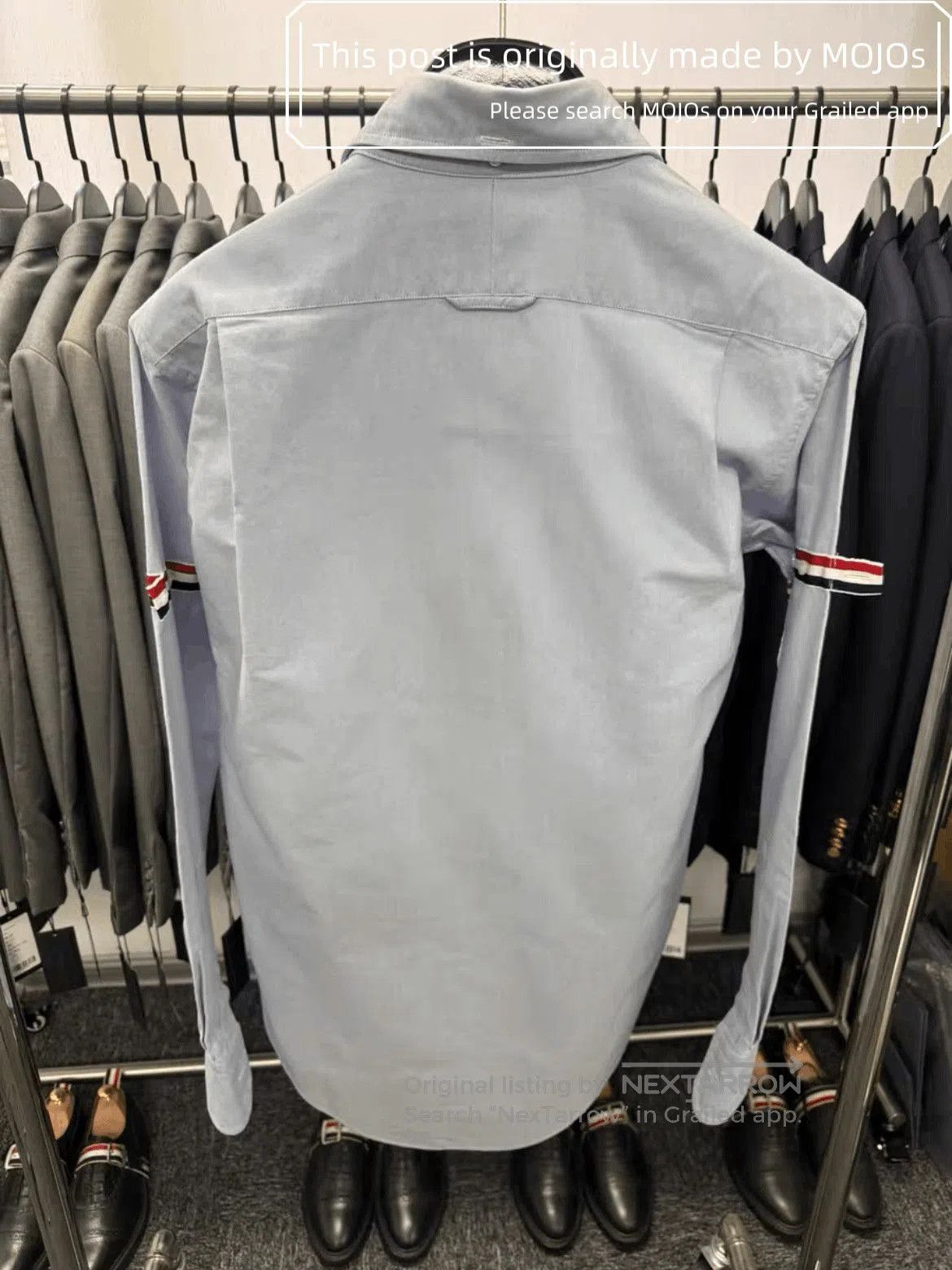 Thom Browne Sz 3 Thom Browne Double Sleeves Stripe Oxford Blue Shirt. Size US L / EU 52-54 / 3 - 2 Thumbnail