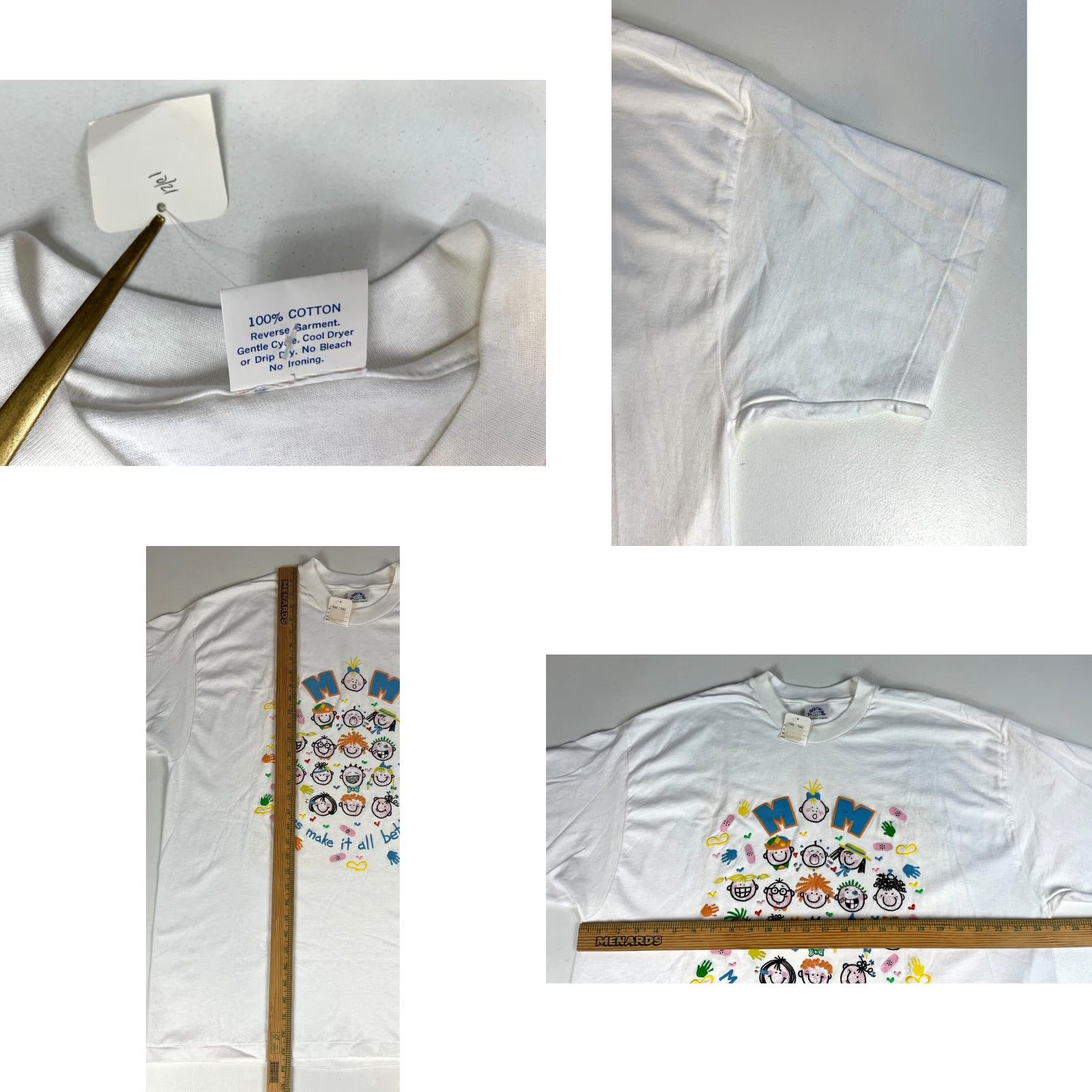 Vintage VINTAGE Y-Grow-Up T-Shirt Unisex Adults 2XL White 100% Cotton Hand Painted 80s MOMs Make it All Better NOS Single Stitch Size XXL / US 16-18 / IT 52-54 - 8 Thumbnail