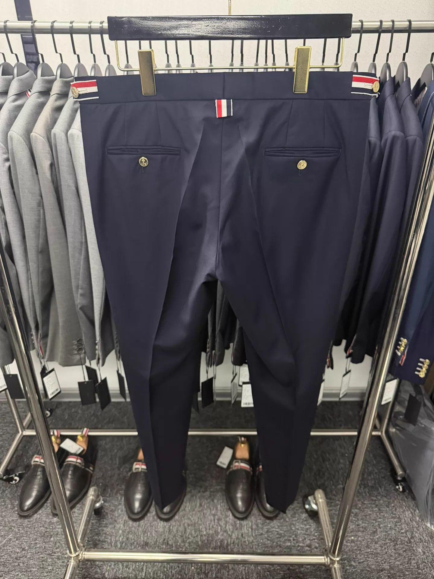 Thom Browne Thom Browne Classic Navy Gold Button Slim Pants Size3 Size US 34 / EU 50 - 2 Thumbnail