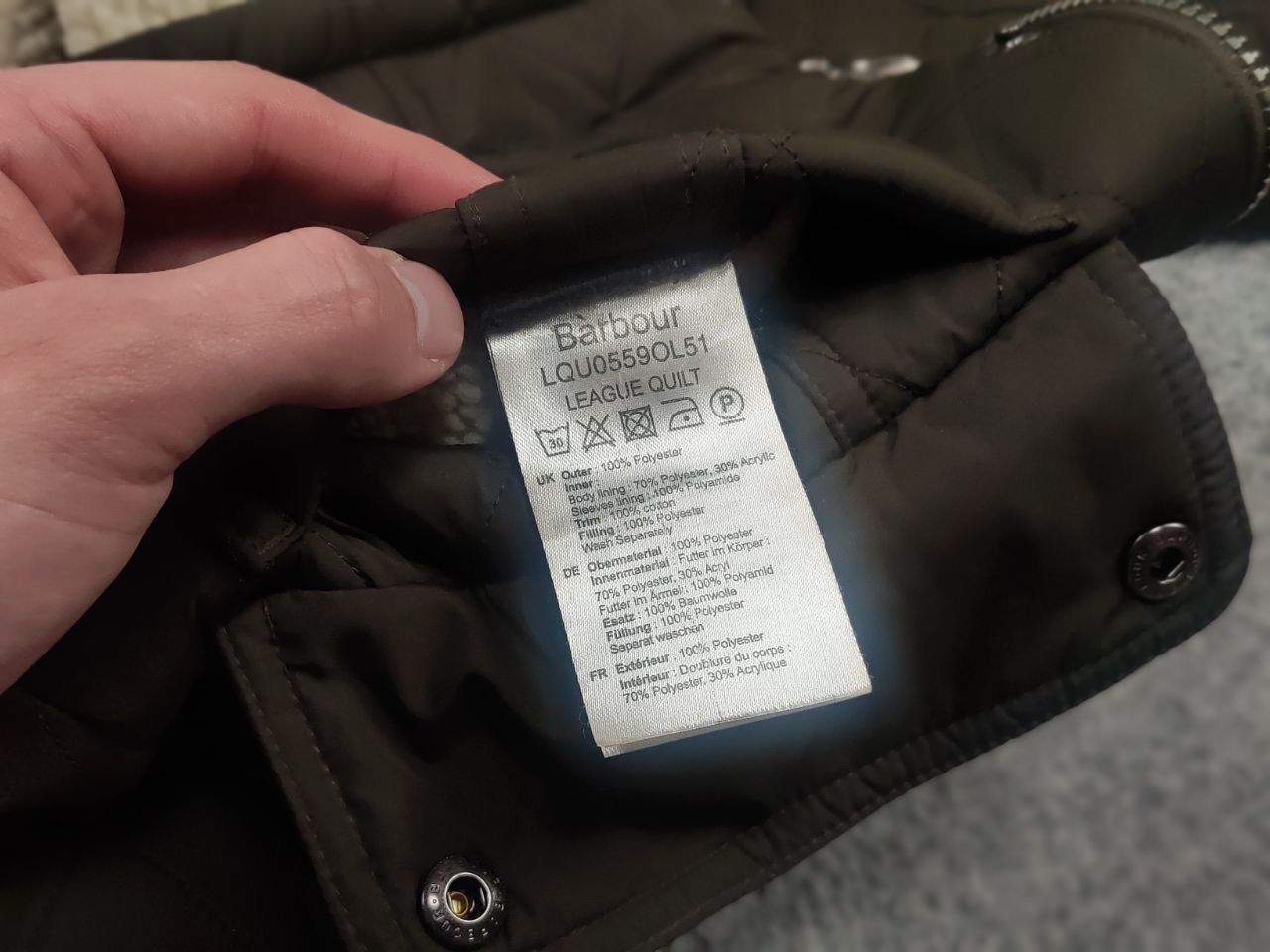 Barbour League Quilted Pocket Hooded Sherpa Green Jacket
