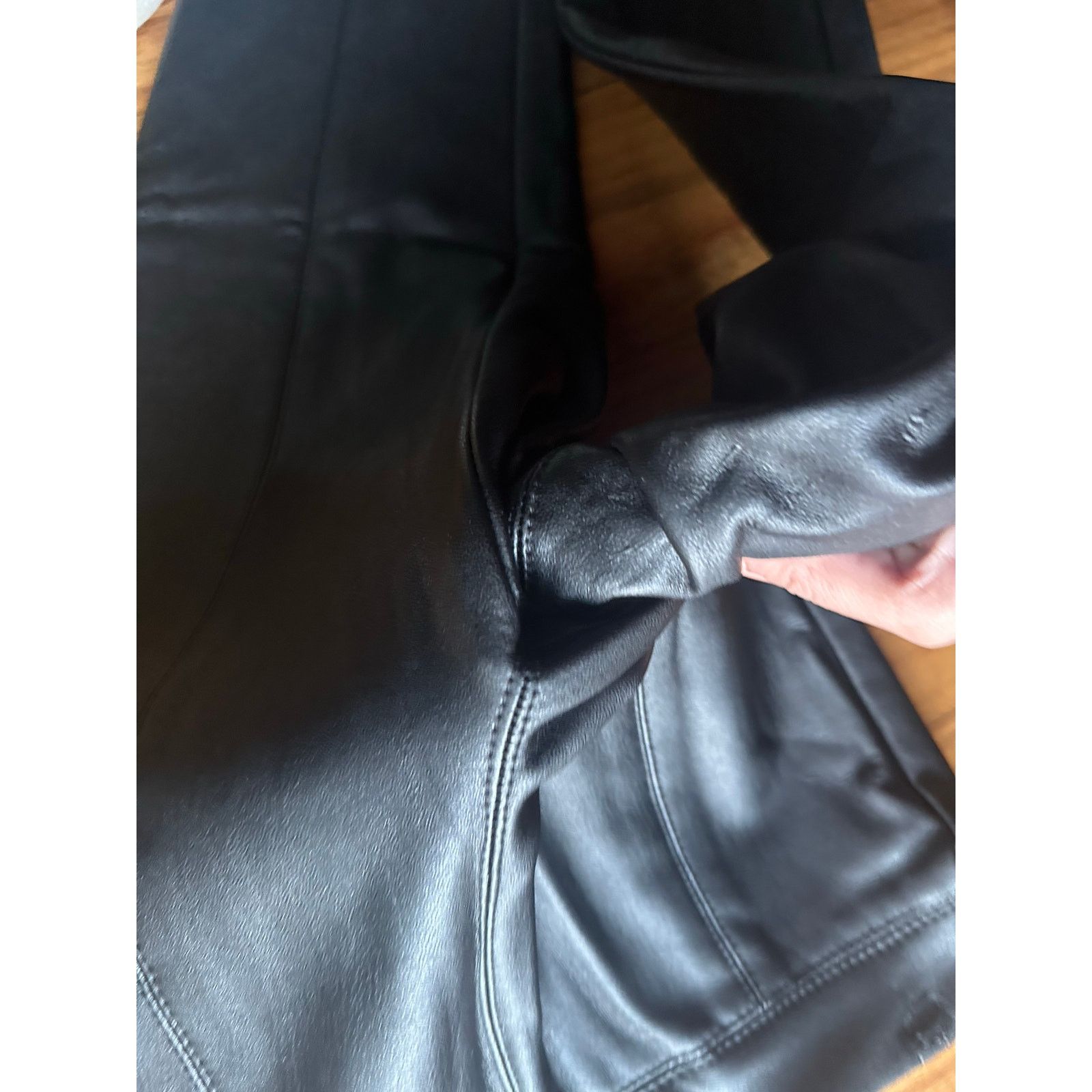 Topshop Topshop Black Faux Leather Leggings Side Zip, Stretch Waist Size 27" / US 4 / IT 40 - 3 Thumbnail