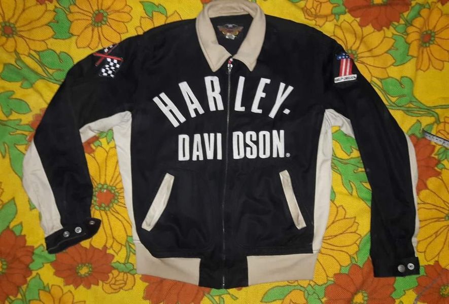 image of Harley Davidson VTG Jacket Harley Devidson80S Motorcycle Classic in Black White, Men's (Size Small)