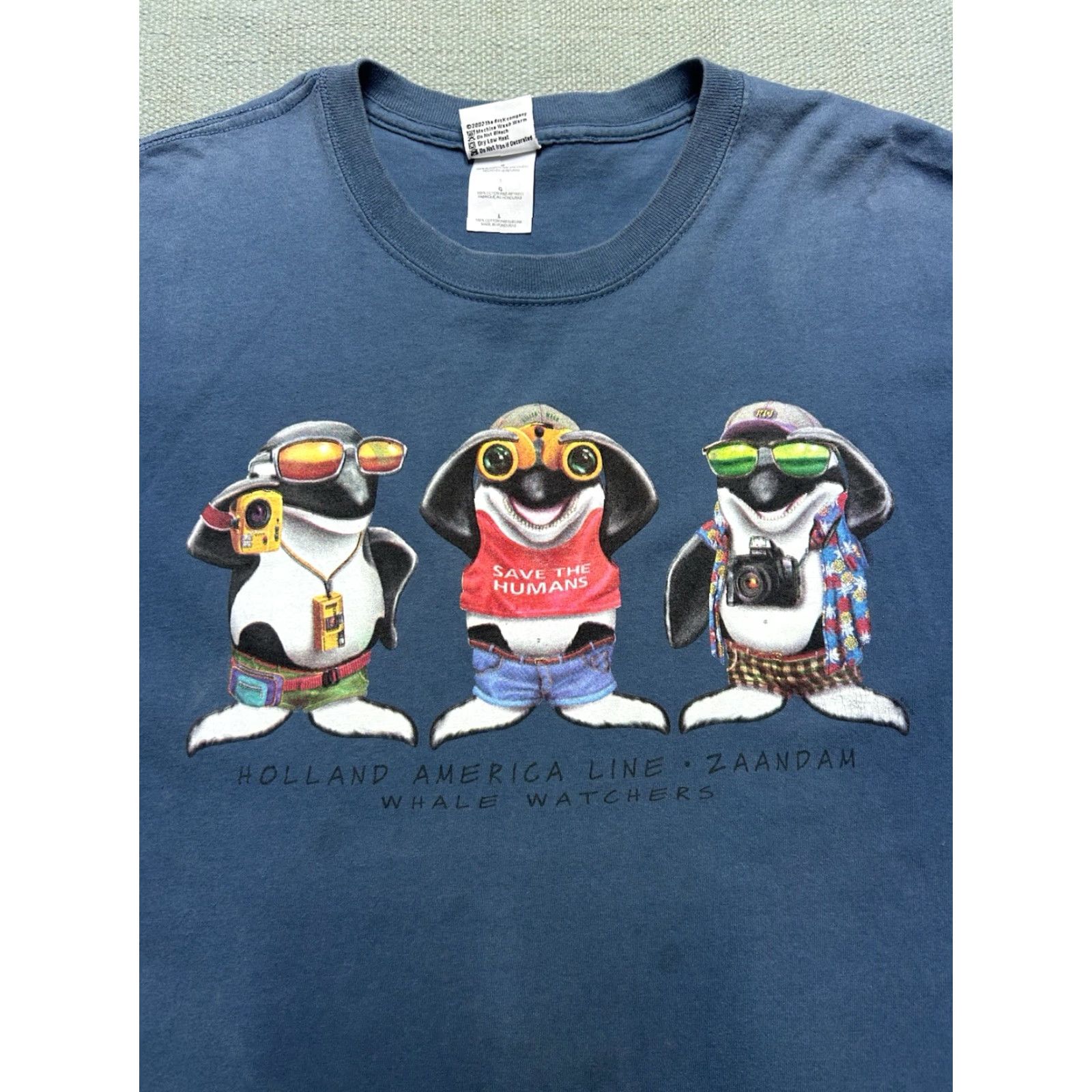Vintage VINTAGE Animal T-Shirt Whale Watchers Save the Humans Funny Holland Large Men Blue (note: since we cannot add new words, ensure no extra punctuation) Size US L / EU 52-54 / 3 - 2 Thumbnail