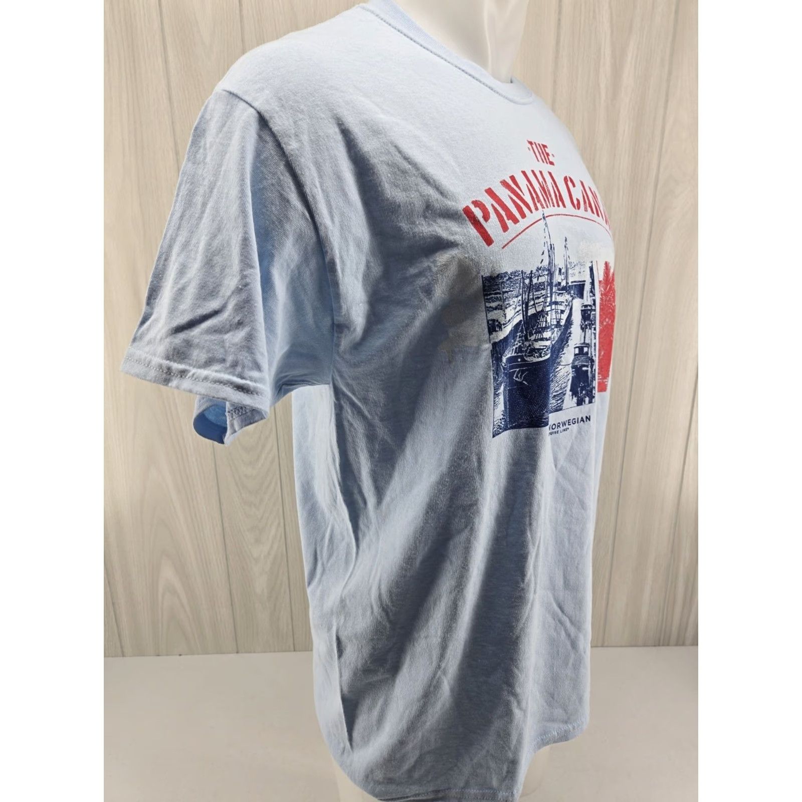 Gildan Norwegian Cruise Line Panama Canal T Shirt Mens L Blue Short Sleeve Gildan 100% Cotton Logo Vintage: No Size US L / EU 52-54 / 3 - 6 Thumbnail
