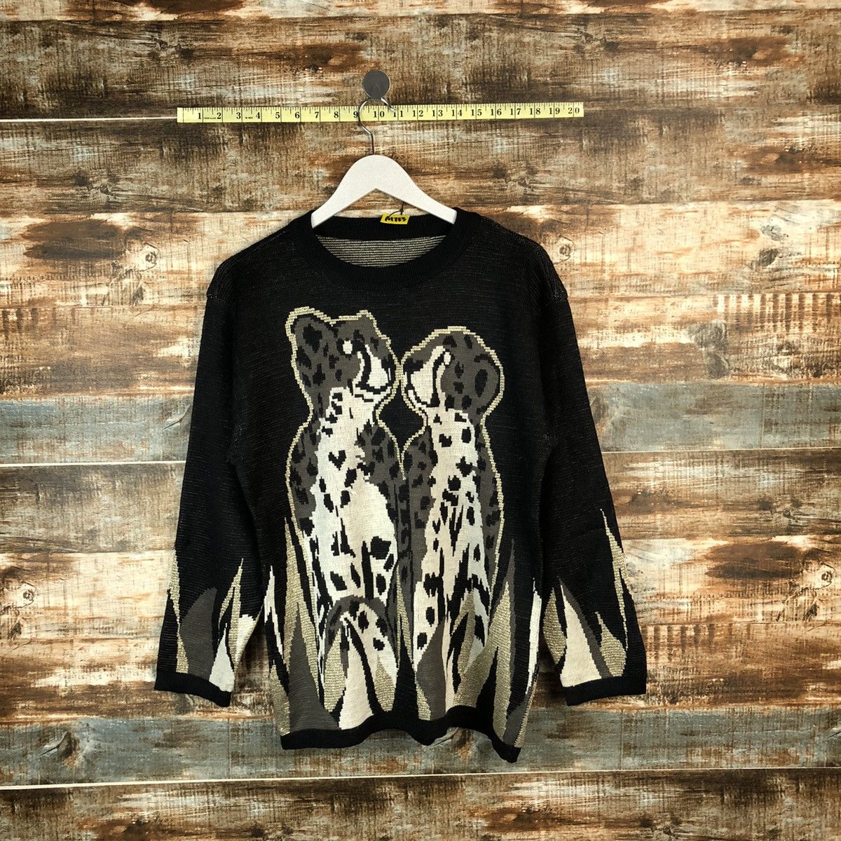 Vintage Japan vintage leopard love Black Knitwear #A1733 Size M / US 6-8 / IT 42-44 - 1 Thumbnail
