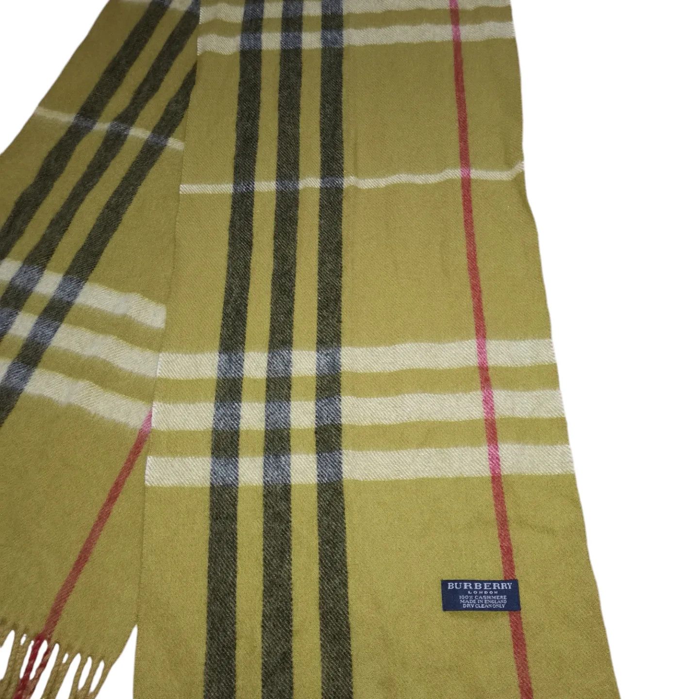 Burberry × Vintage Vintage Burberry Green Check Classic Cashmere Scarf Size ONE SIZE - 3 Thumbnail