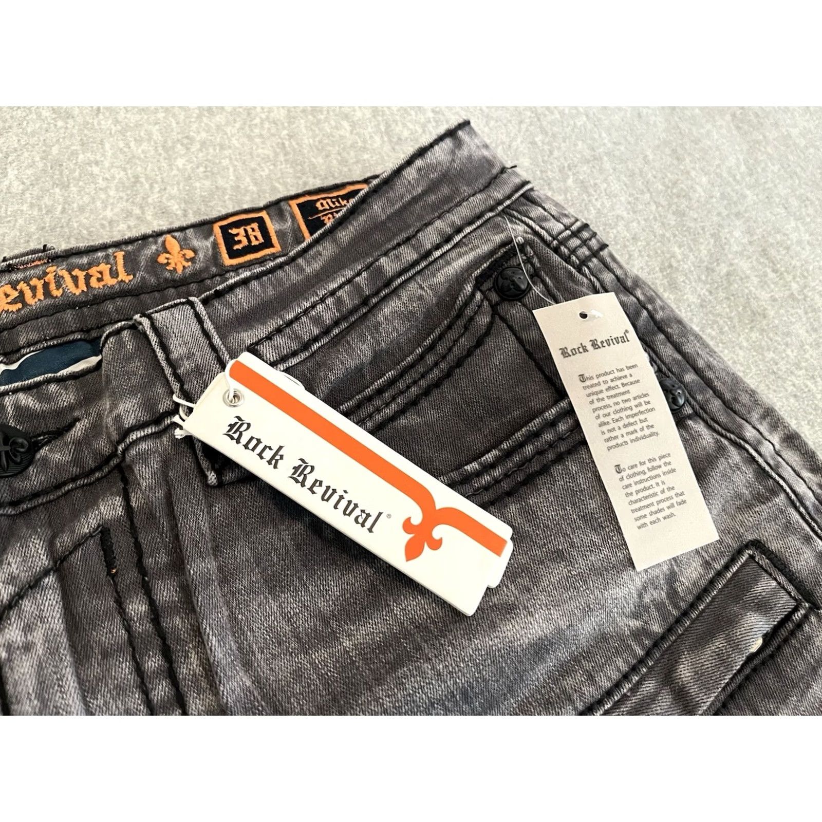 Vintage Rock Revival Jeans Distressed Biker Mens 38x34 NWT Black Denim Cotton/Elastane Mens Size US 38 / EU 54 - 4 Thumbnail